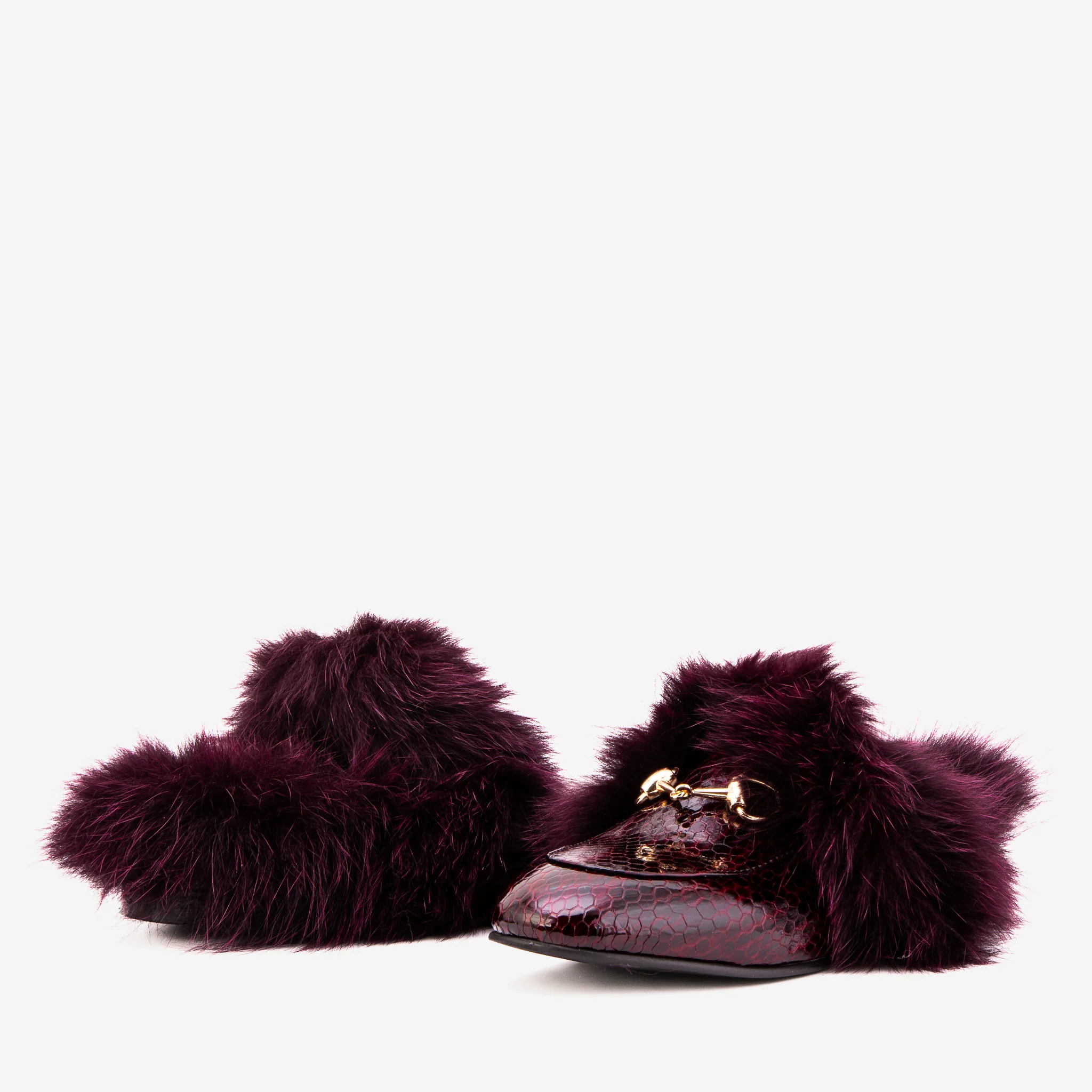 The Izmir Burgundy  Patent Leather Natural Fur Women Slipper - Image 5