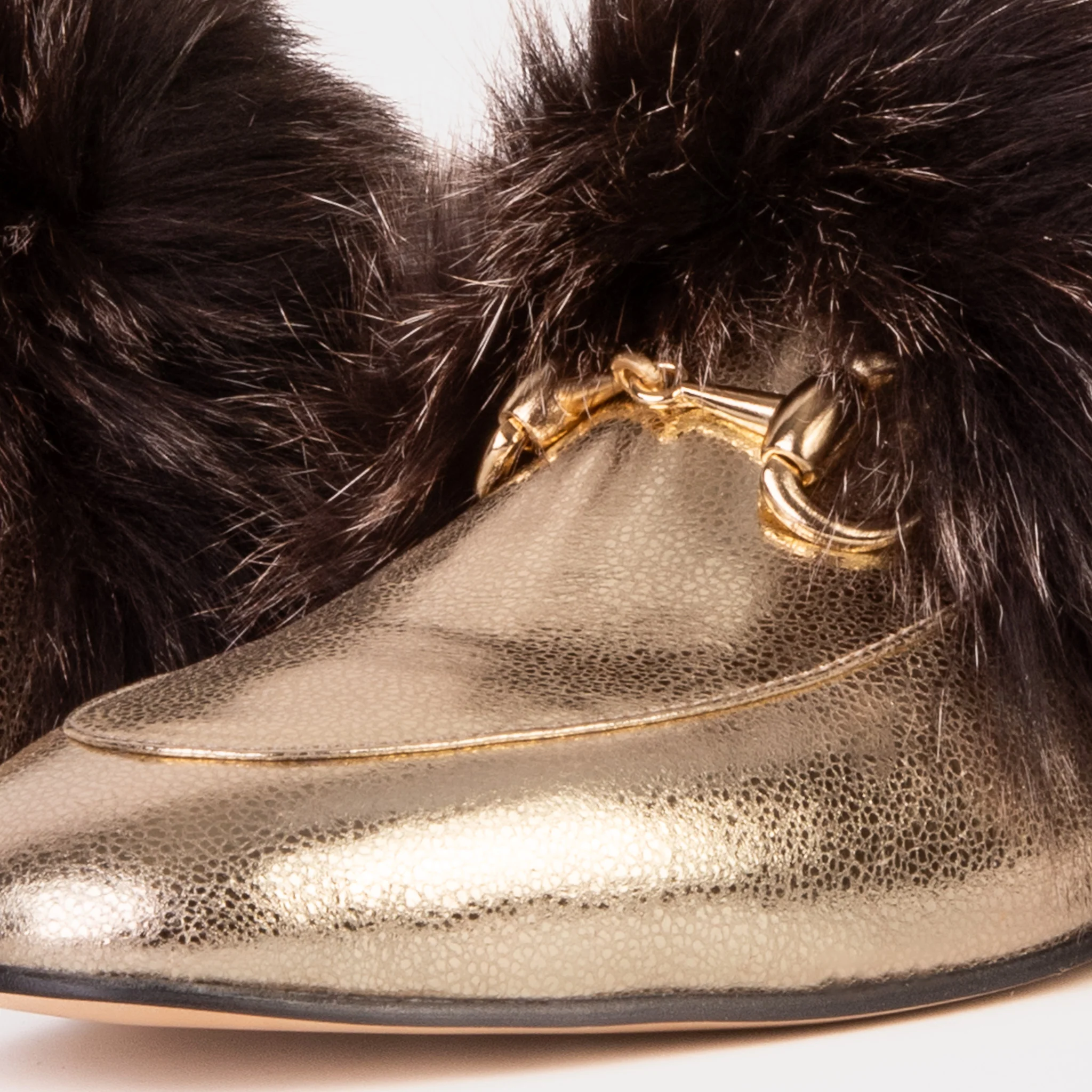 The Izmir Gold Leather Natural Fur Women Slipper - Image 5
