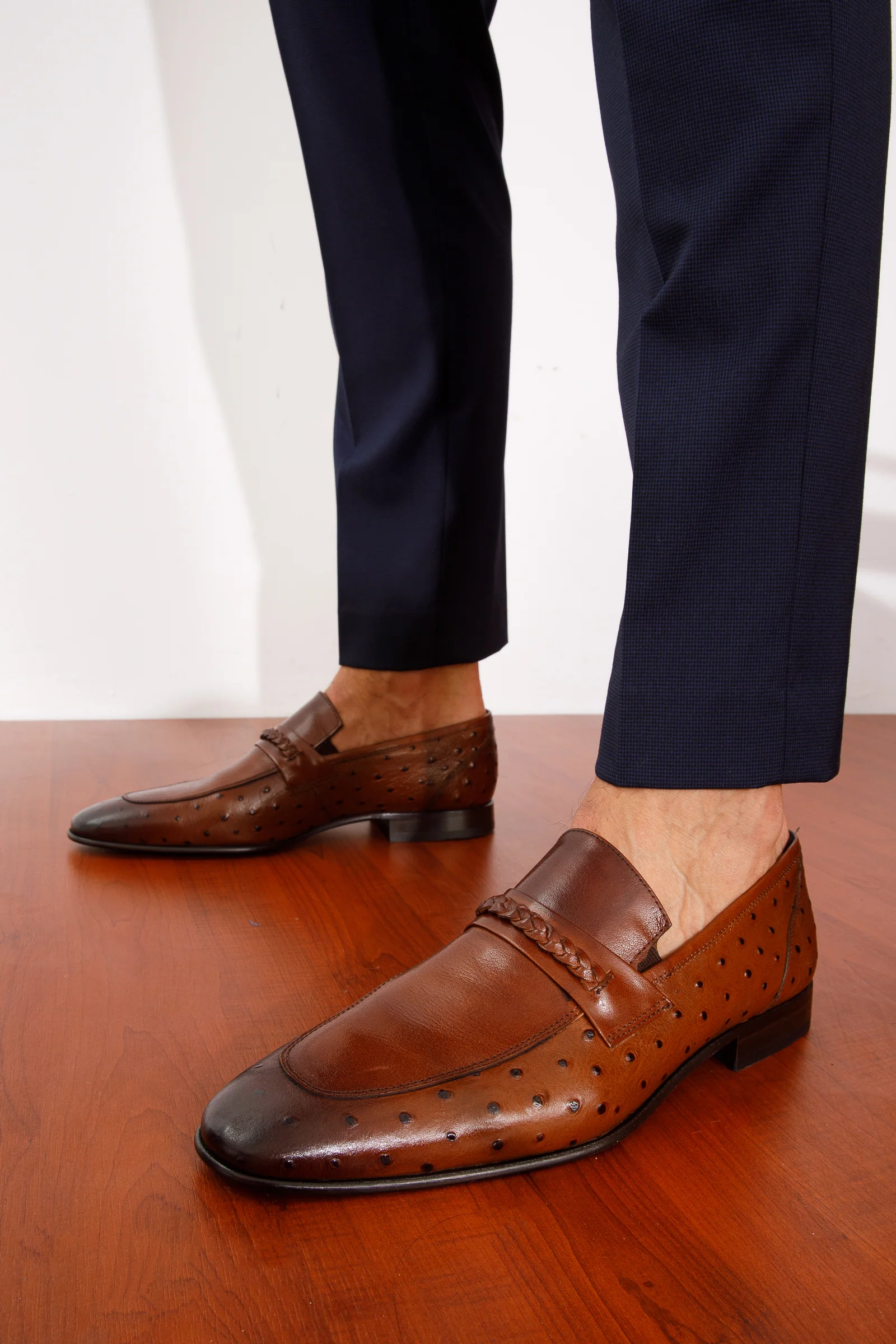 The Johannesburg Brown Leather Dress Loafer Men  Shoe - Image 11