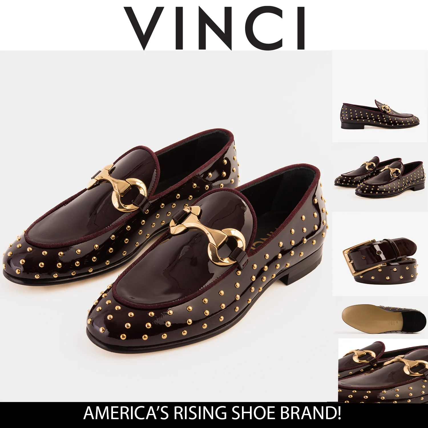 The Jupiter  Shoe Burgundy Spike Leather  Bit Dress Loafer Limited Edition Men Shoe - Image 6