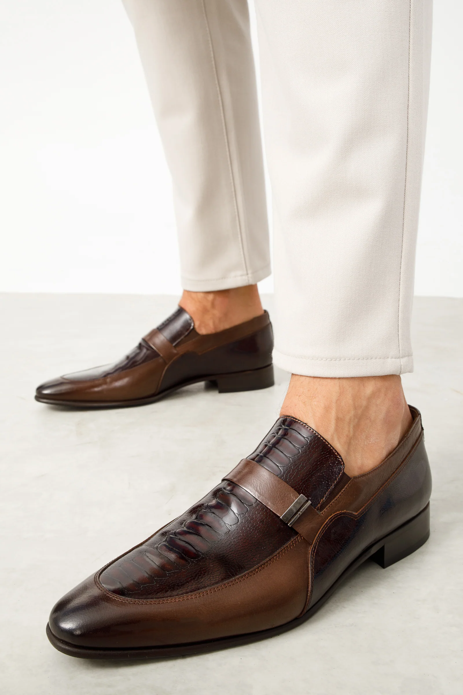 The Kazablanka Brown Leather Bit Loafer Men Shoe - Image 7