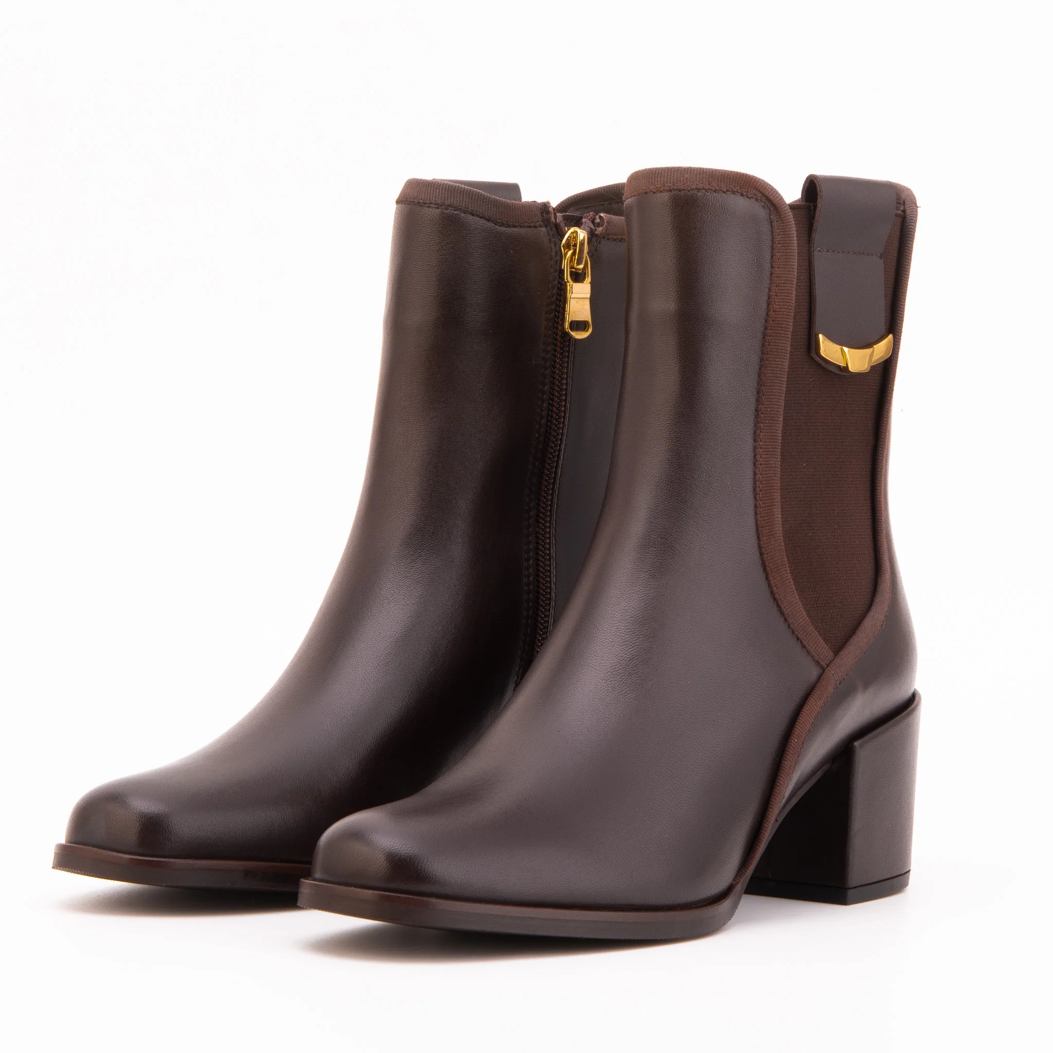 The Kensington Brown Leather Block Heel Women’s Mid-Calf Boot - Image 2