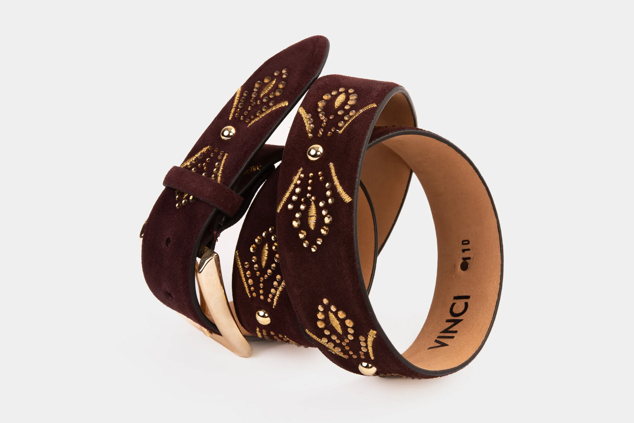 The Lazio Burgundy Suede Leather Belt - Image 5