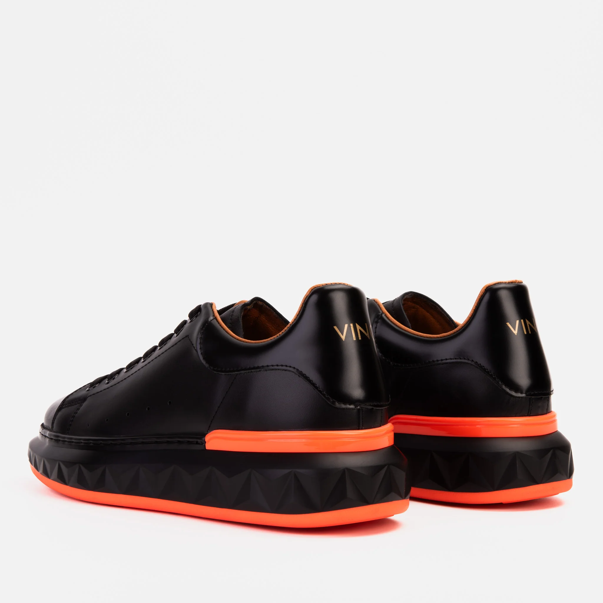 The Linq Black & Orange Leather Men Sneaker - Image 6