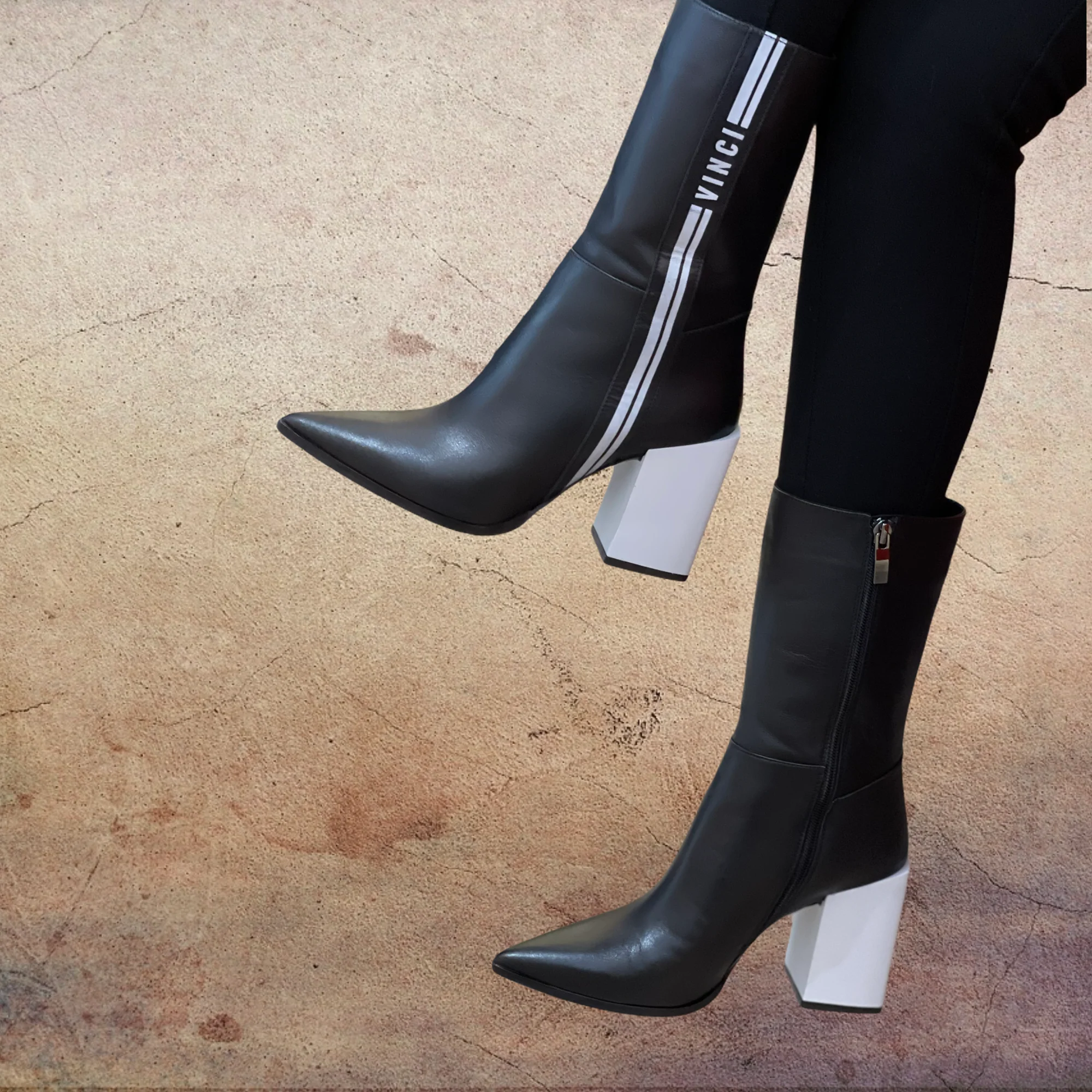 The Loretto Black Leather Block Heel Mid Calf Women Boot - Image 6