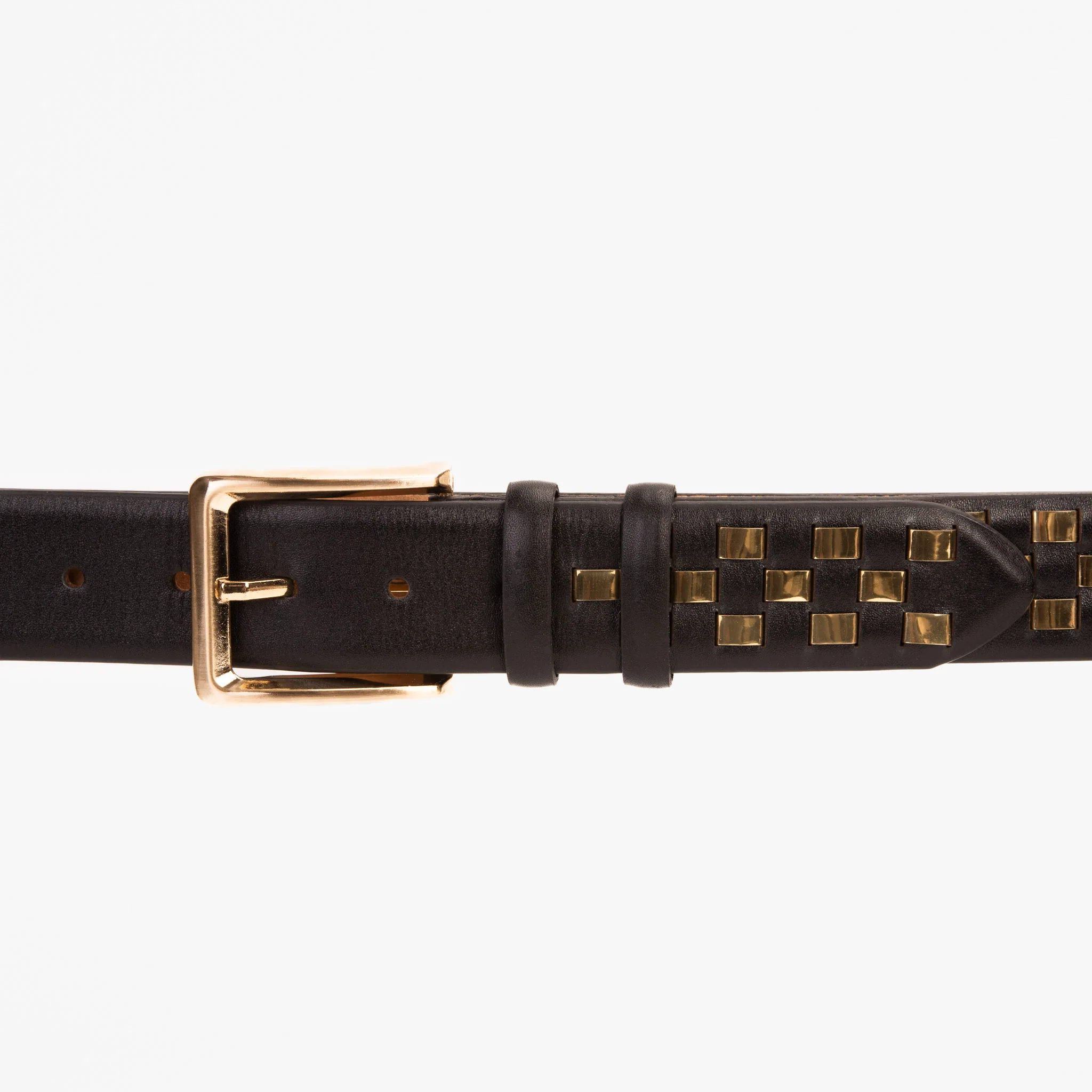 The Mackenzie Black & Gold Woven Leather Belt - Image 2