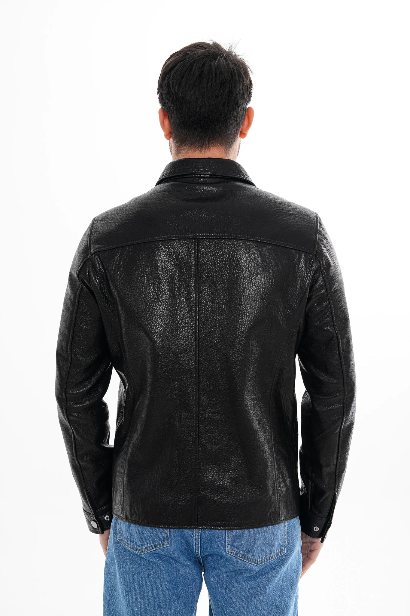 The Mantua Black Pebbled Leather Jacket - Image 5