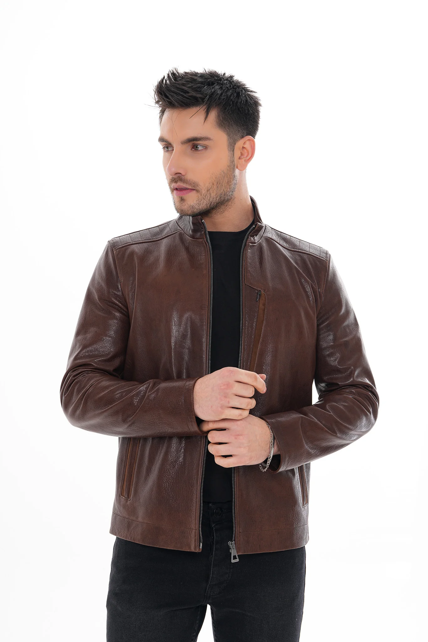 The Marco Brown Leather Men Jacket - Image 7