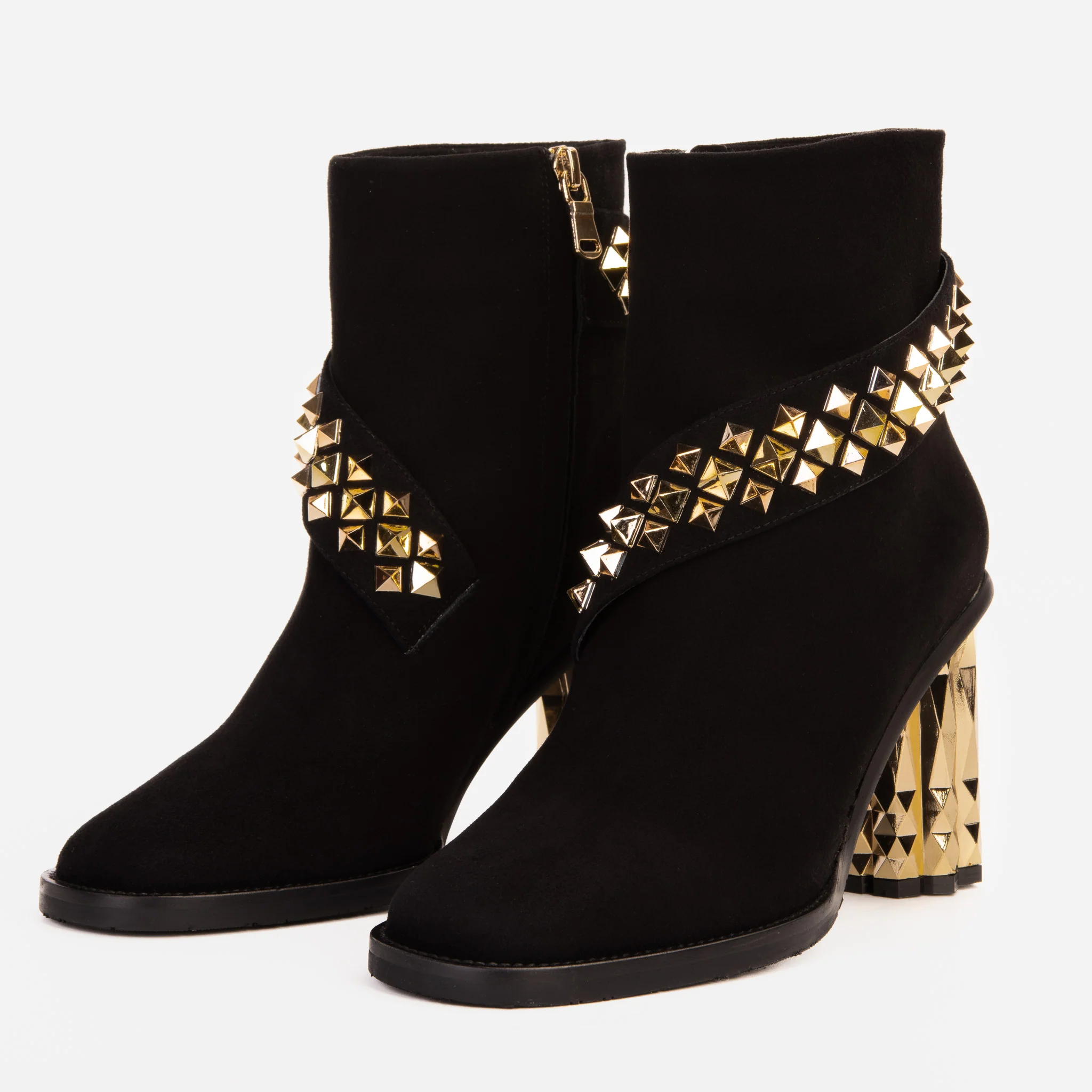 The Metal Black Suede Leather Block Heel Women Boot - Image 3