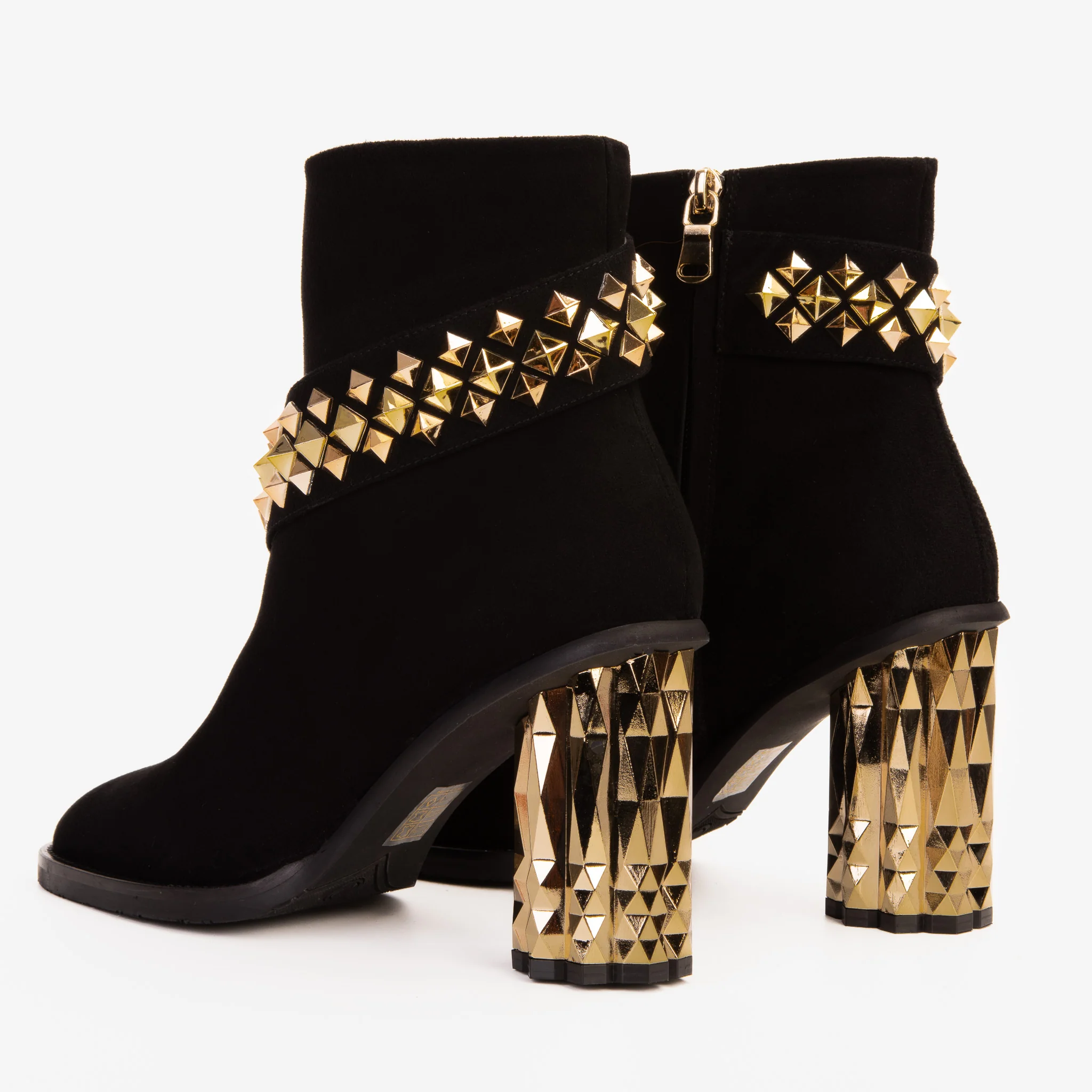 The Metal Black Suede Leather Block Heel Women Boot - Image 5