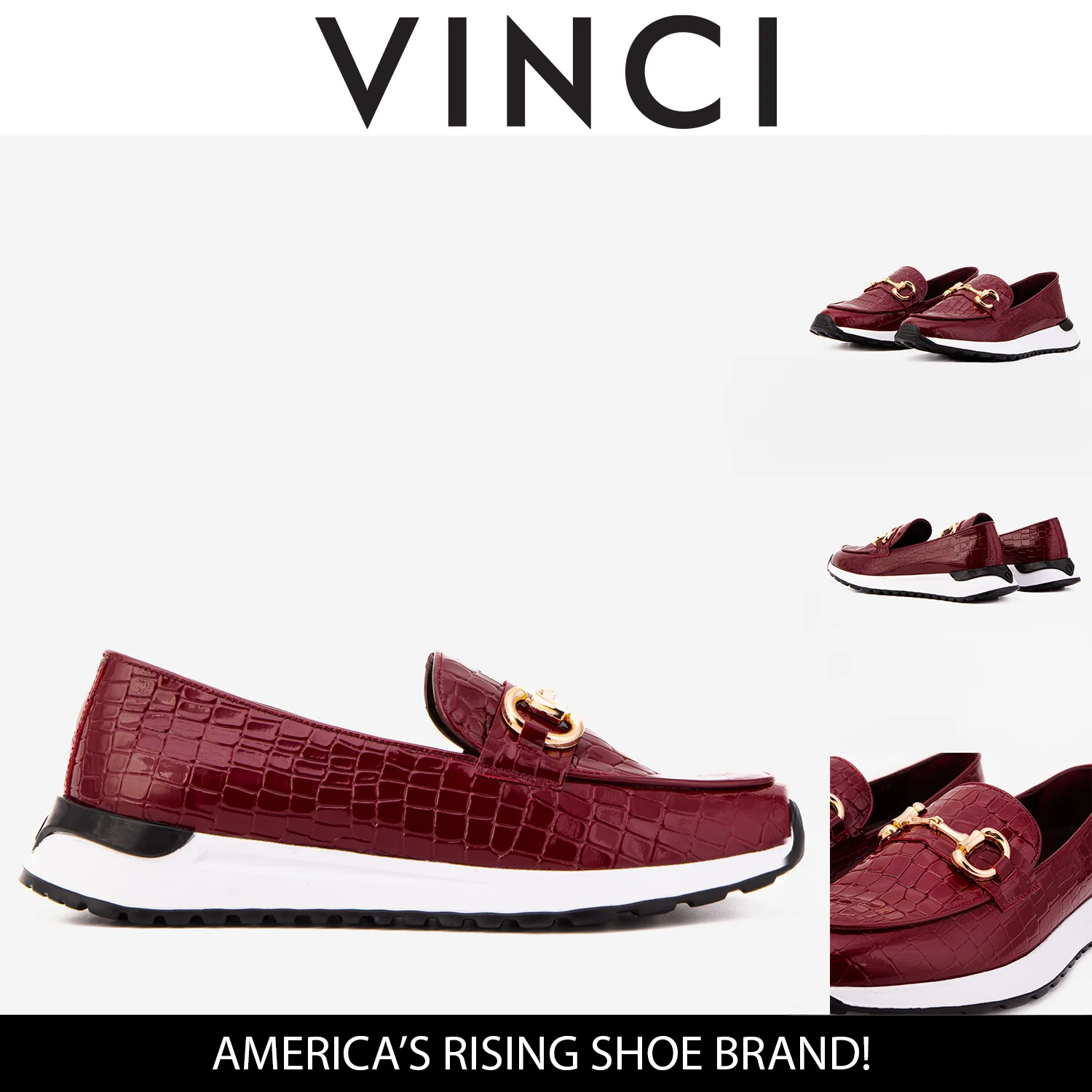 The Milan Burgundy Croc-Embossed Patent Leather Women Sneaker - Image 3