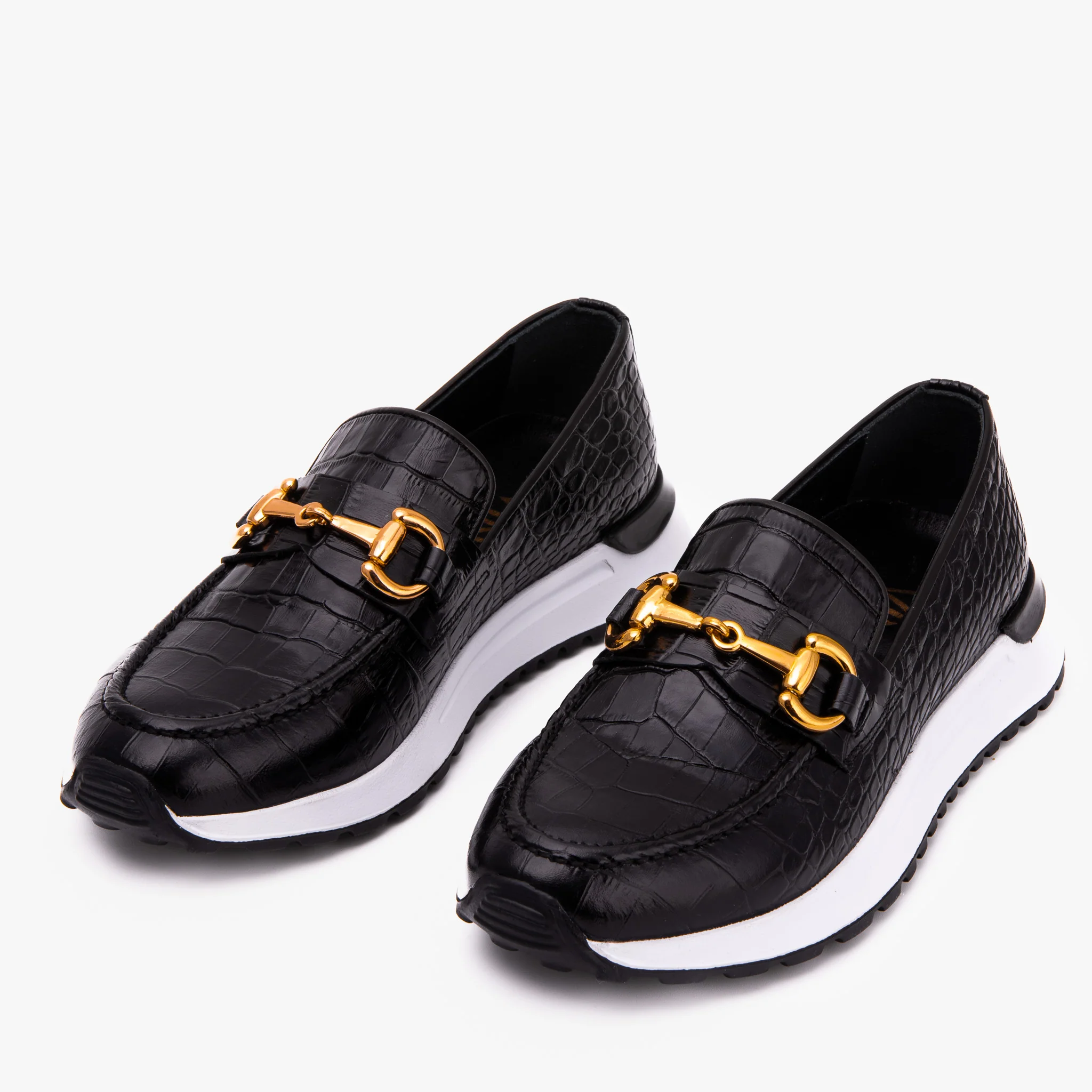 The Milan Black  Croc-Embossed Leather Women Sneaker - Image 6