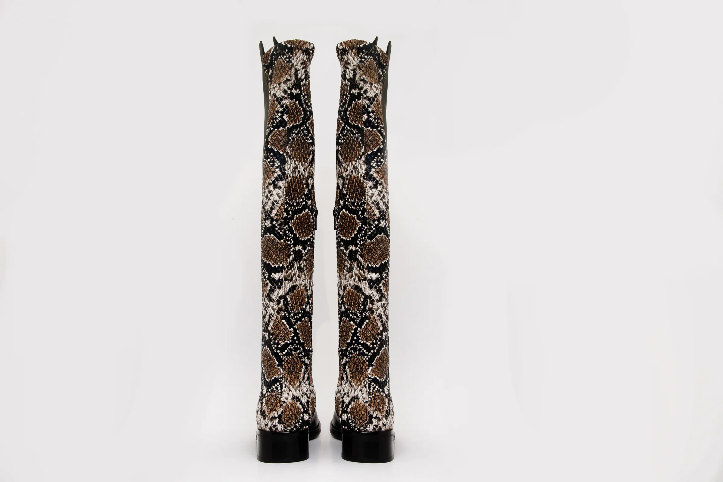 The Moengo Black Leather Leopard Knee High Women Boot - Image 4