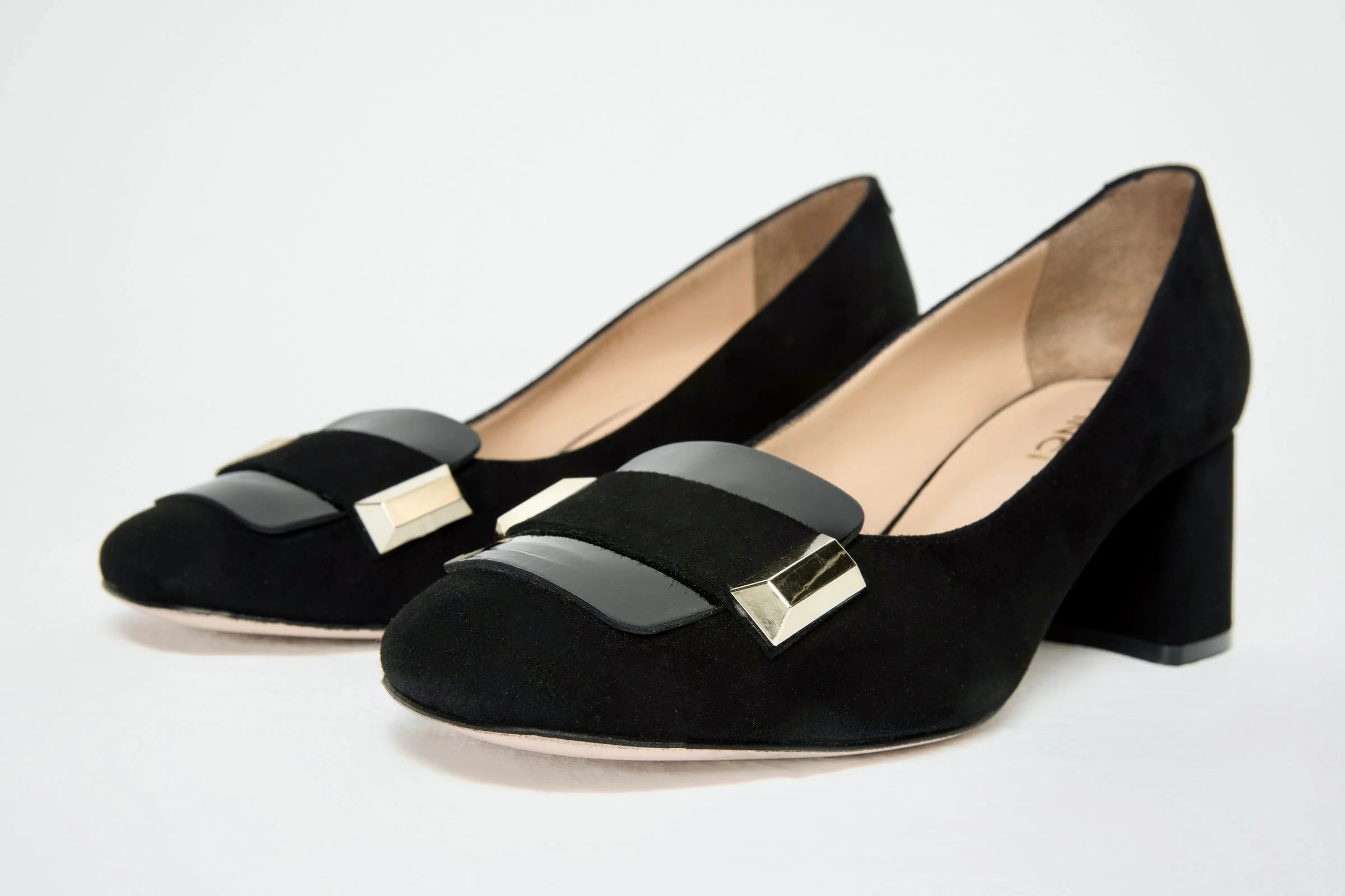 The Olney Black Suede Leather Block Heel Pump Women Shoe - Image 2