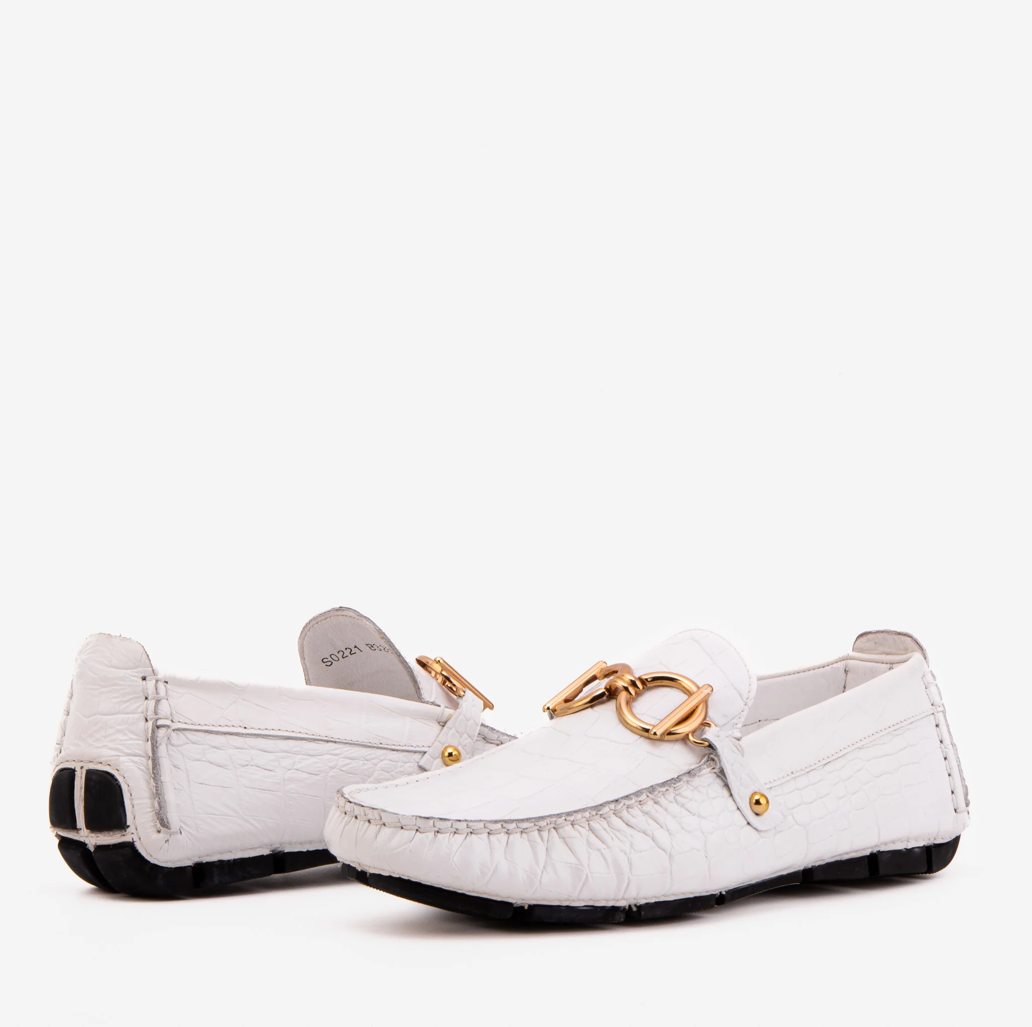 The Pisa White Leather Bit Drive Loafer Men Shoe - Image 5