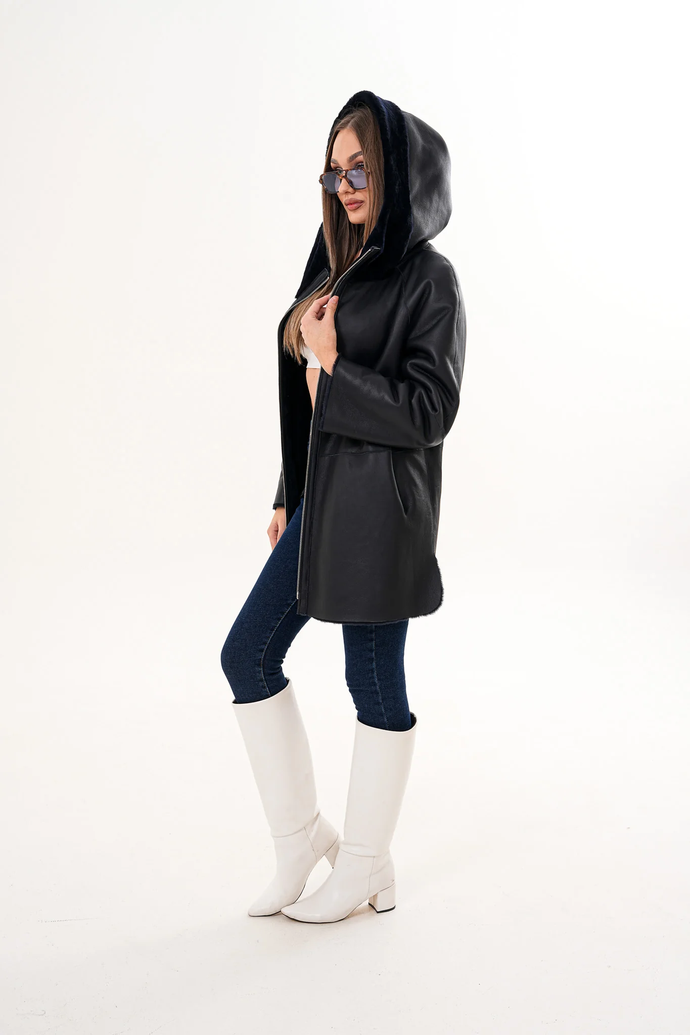 The Portofino Black Reversible Shearling Women Jacket - Image 3