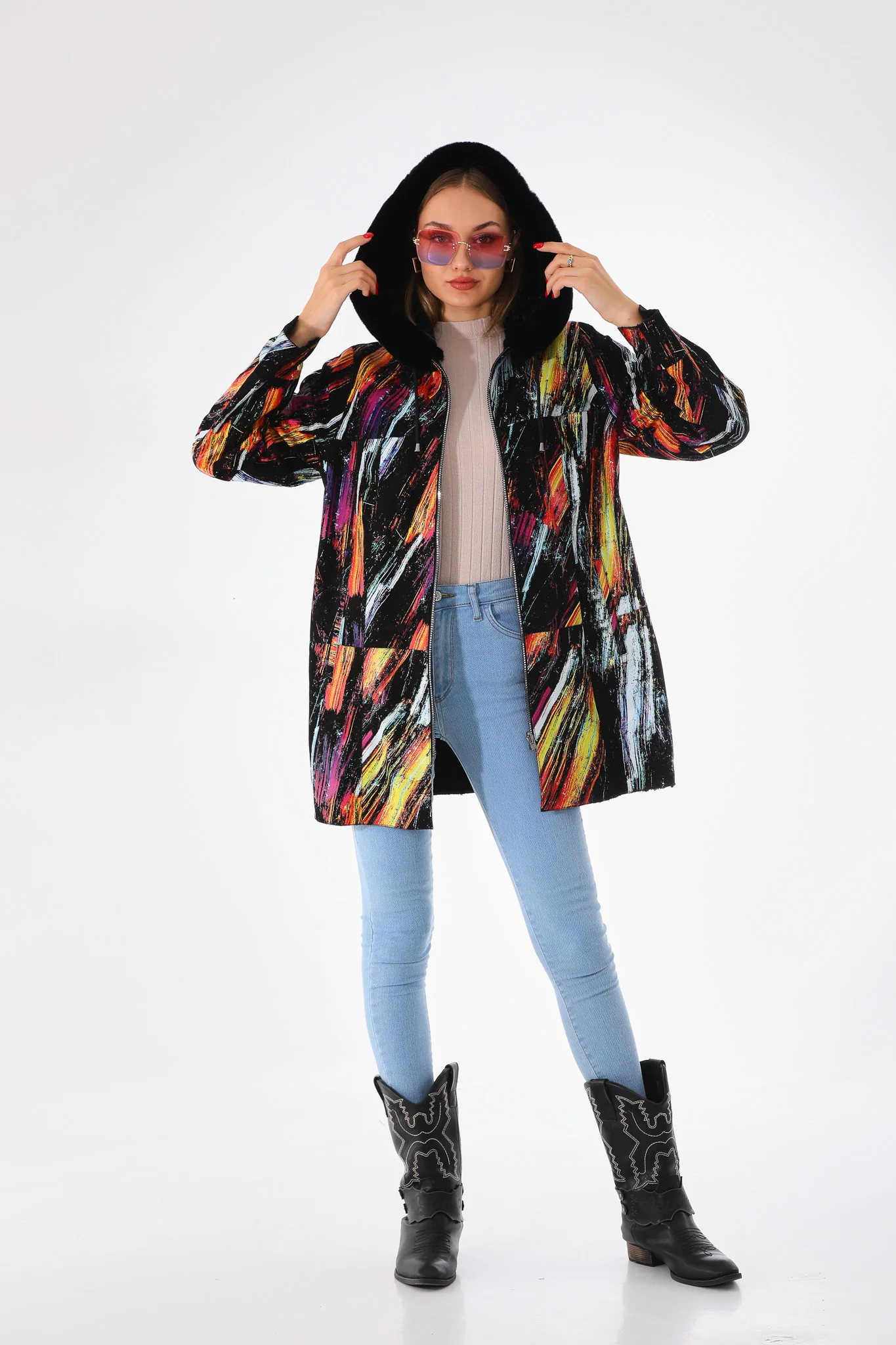The Prisma Multicolor Leather Women Jacket - Image 16