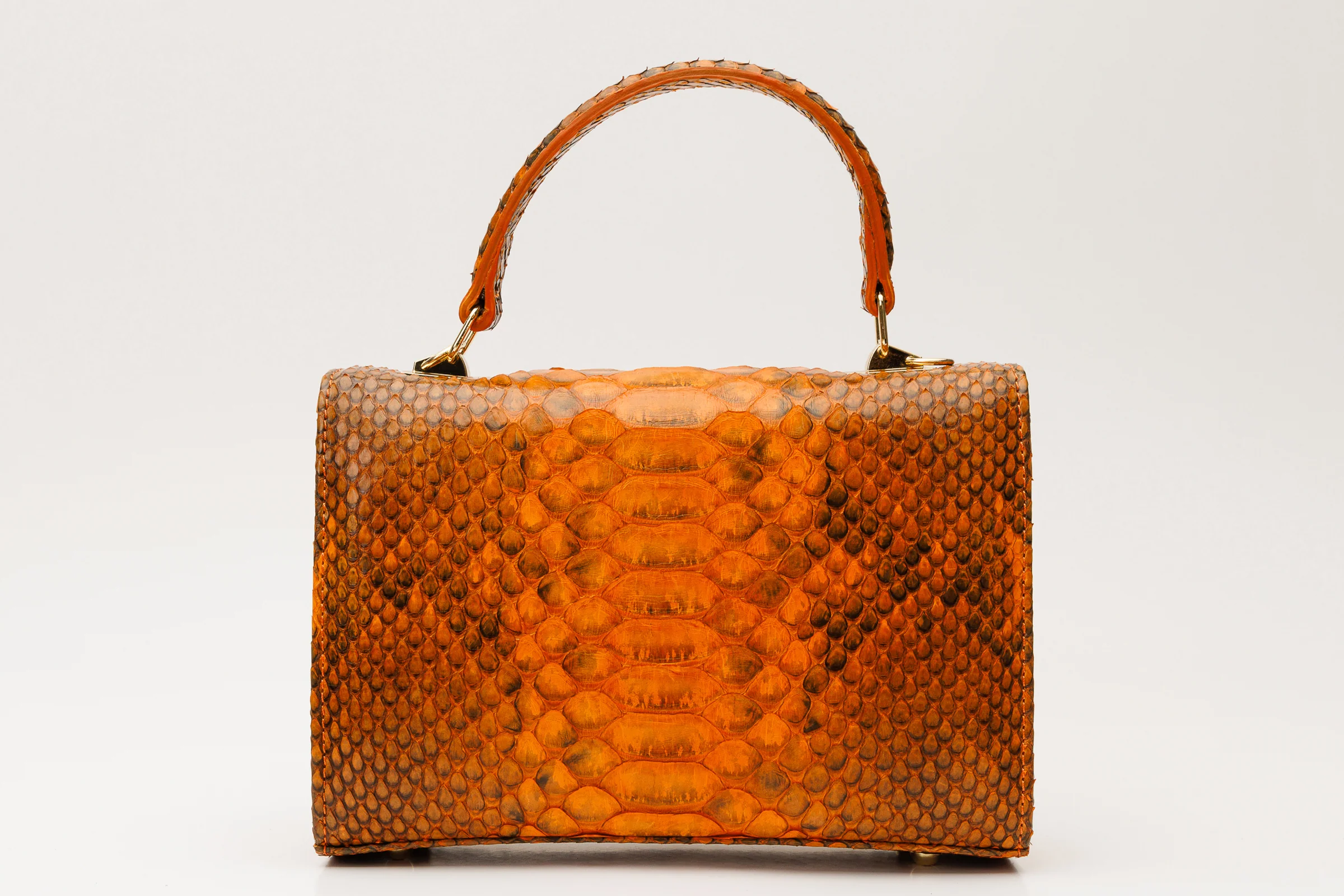 The Queen Orange Pythn Leather Handbag - Image 3