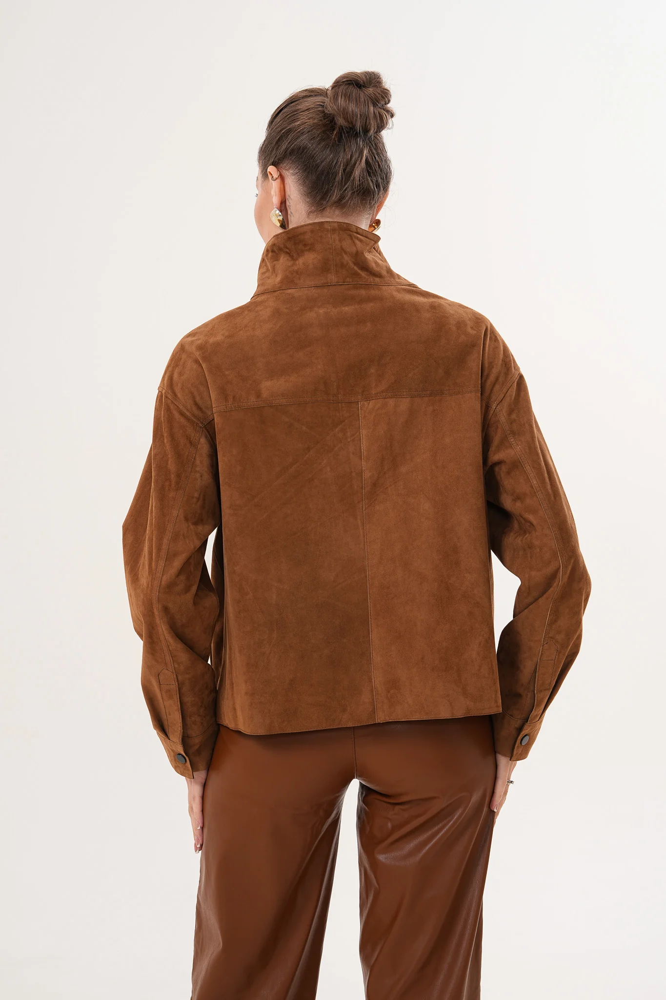 The Ravessa Reversible Brown Suede & Leather Women Jacket - Image 6
