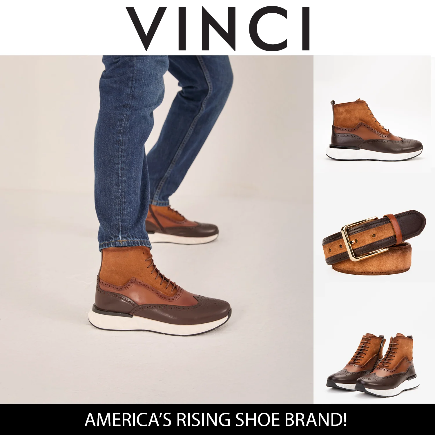 The Regent Brown Leather Wingtip Brogue Men Casual Boot - Image 3
