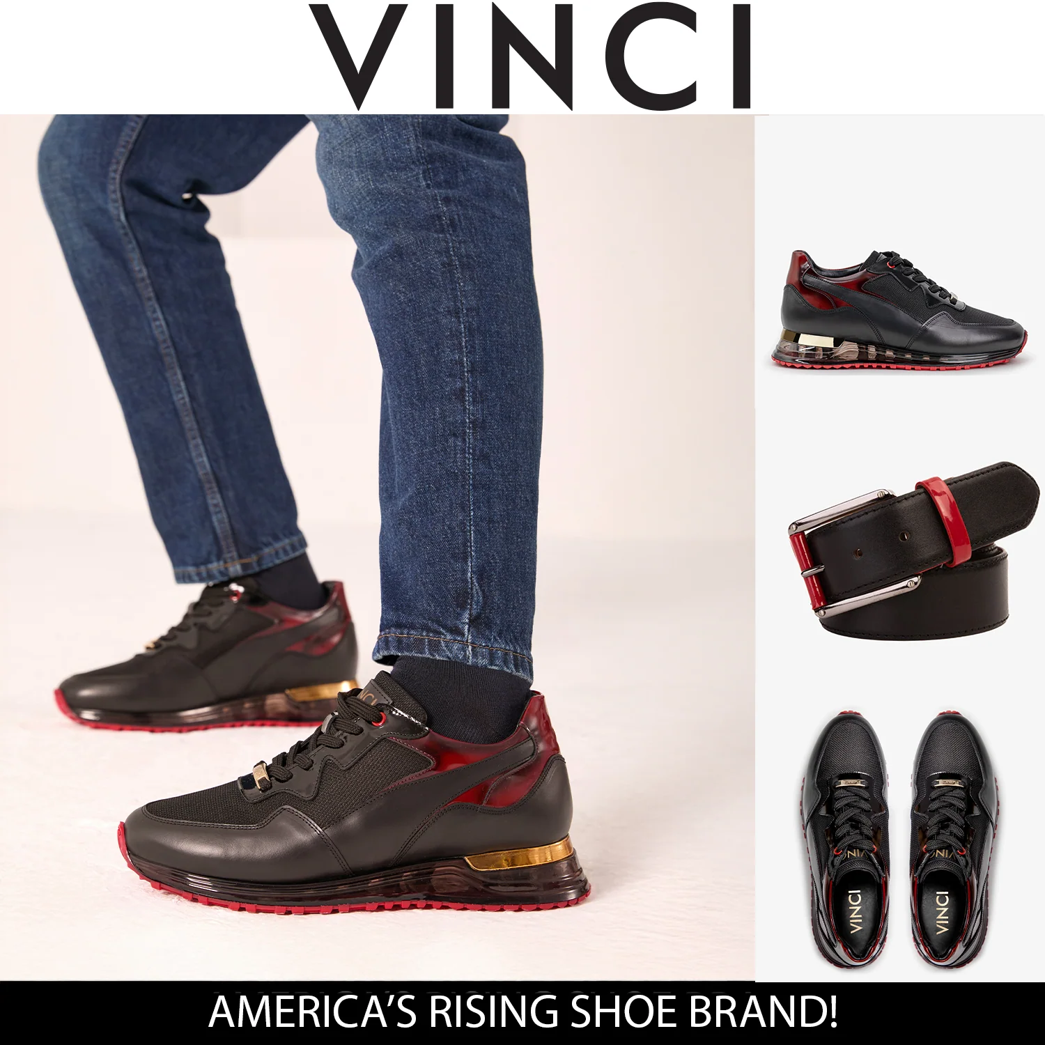 The Rialto Black & Red Patent Leather Men Sneaker - Image 4