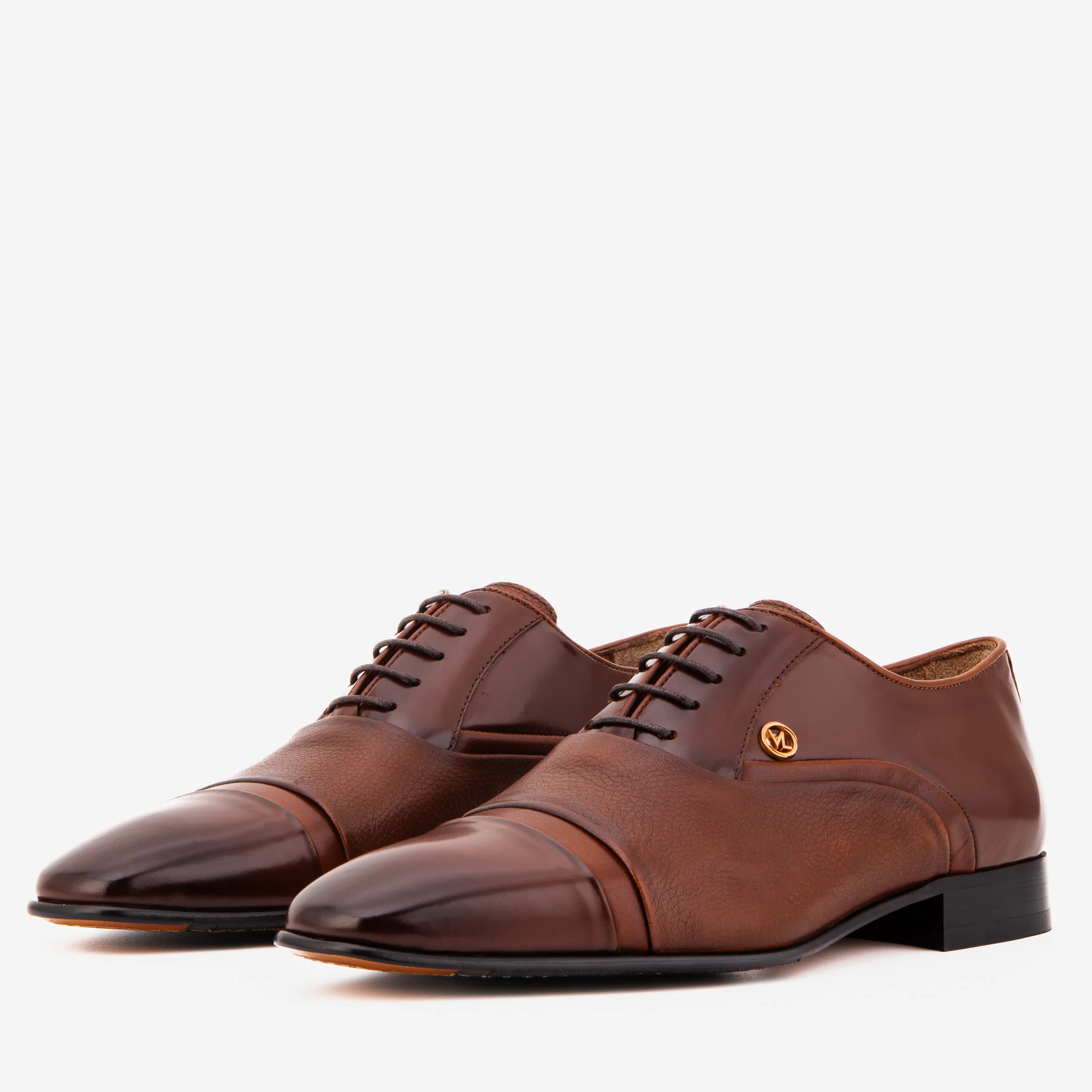 The Rockwell Handmade Tan Leather Cap Toe Oxford Men Shoe - Image 2