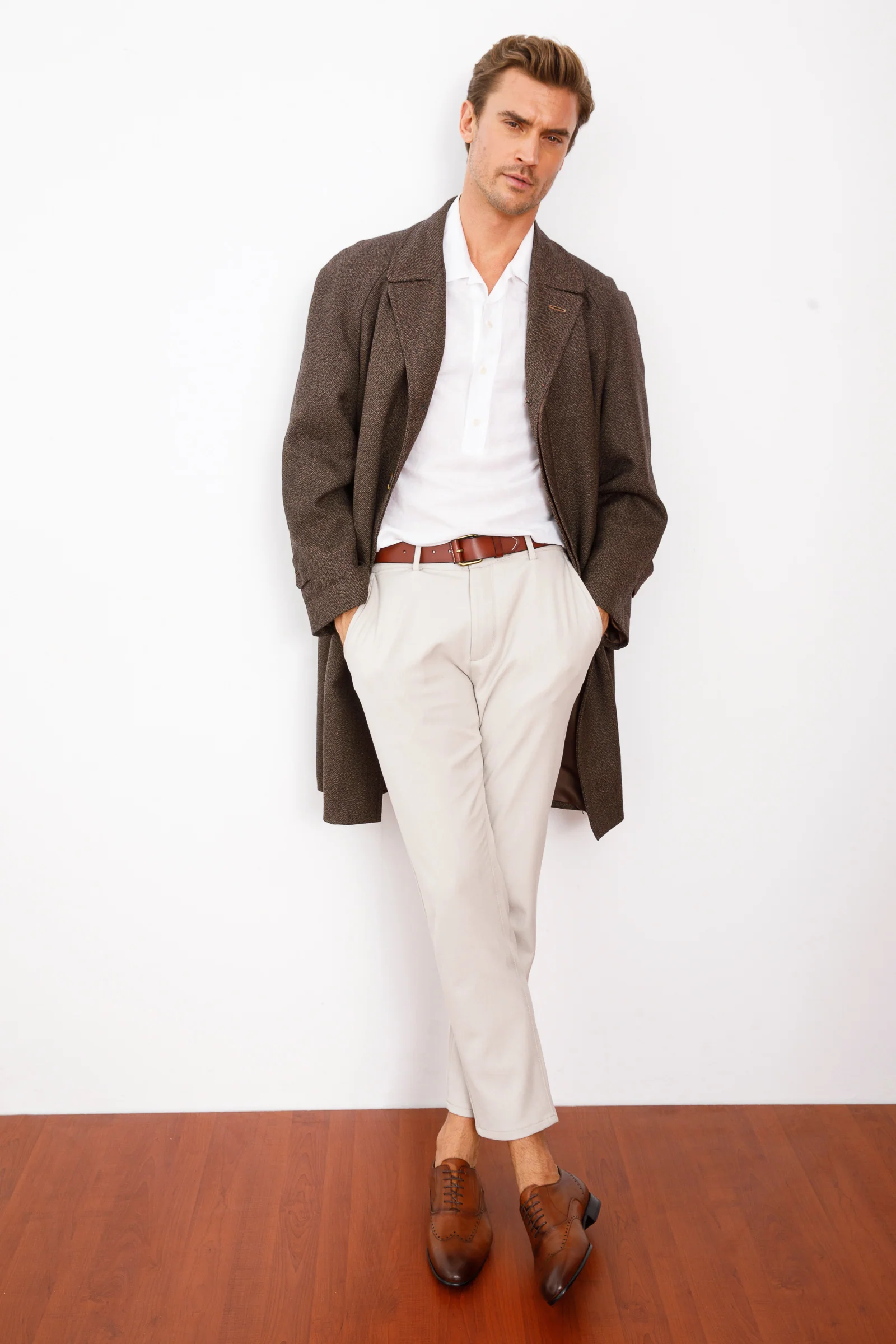 The Roma Tan Leather Wingtip Oxford Men Shoe - Image 7