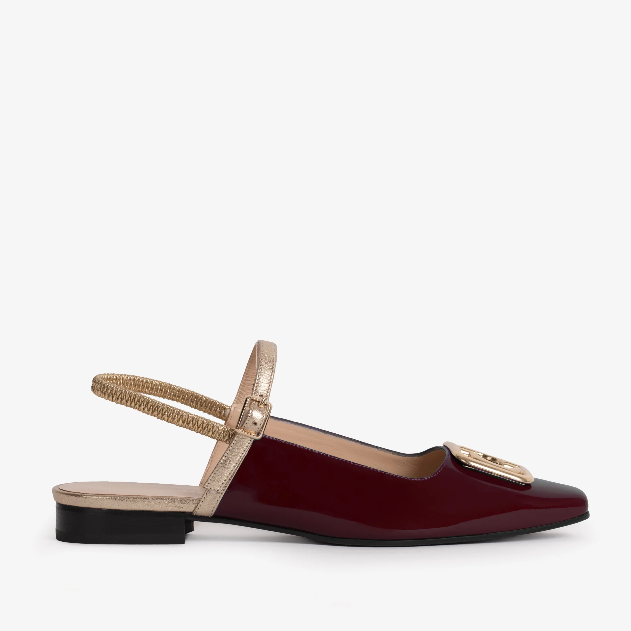 The Rosalinda Burgundy Patent Leather Women Flat Slingback Sandal - Image 2