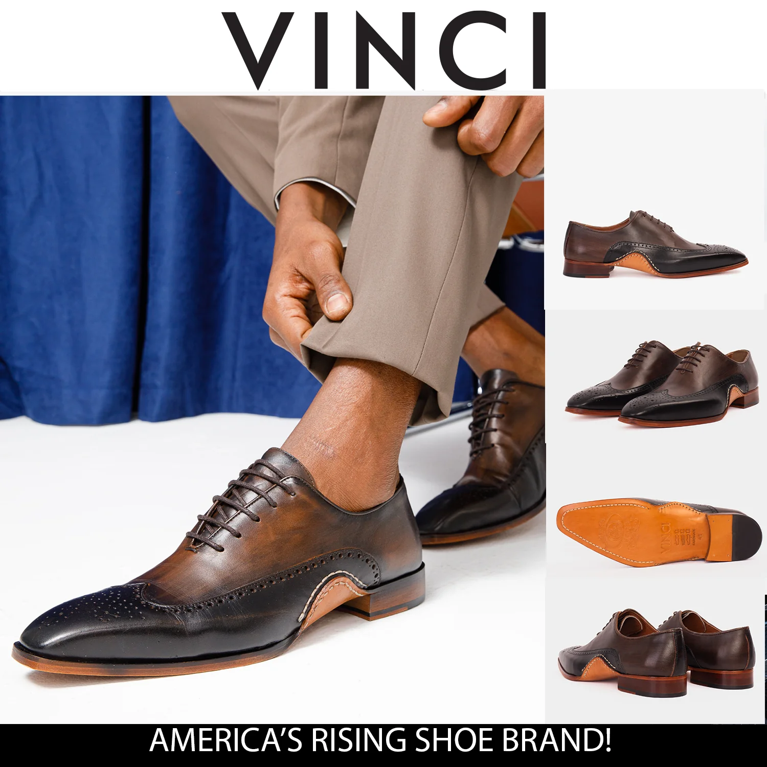 The Royal Hand Craft Black & Brown Wingtip Oxford Men Shoe - Image 10