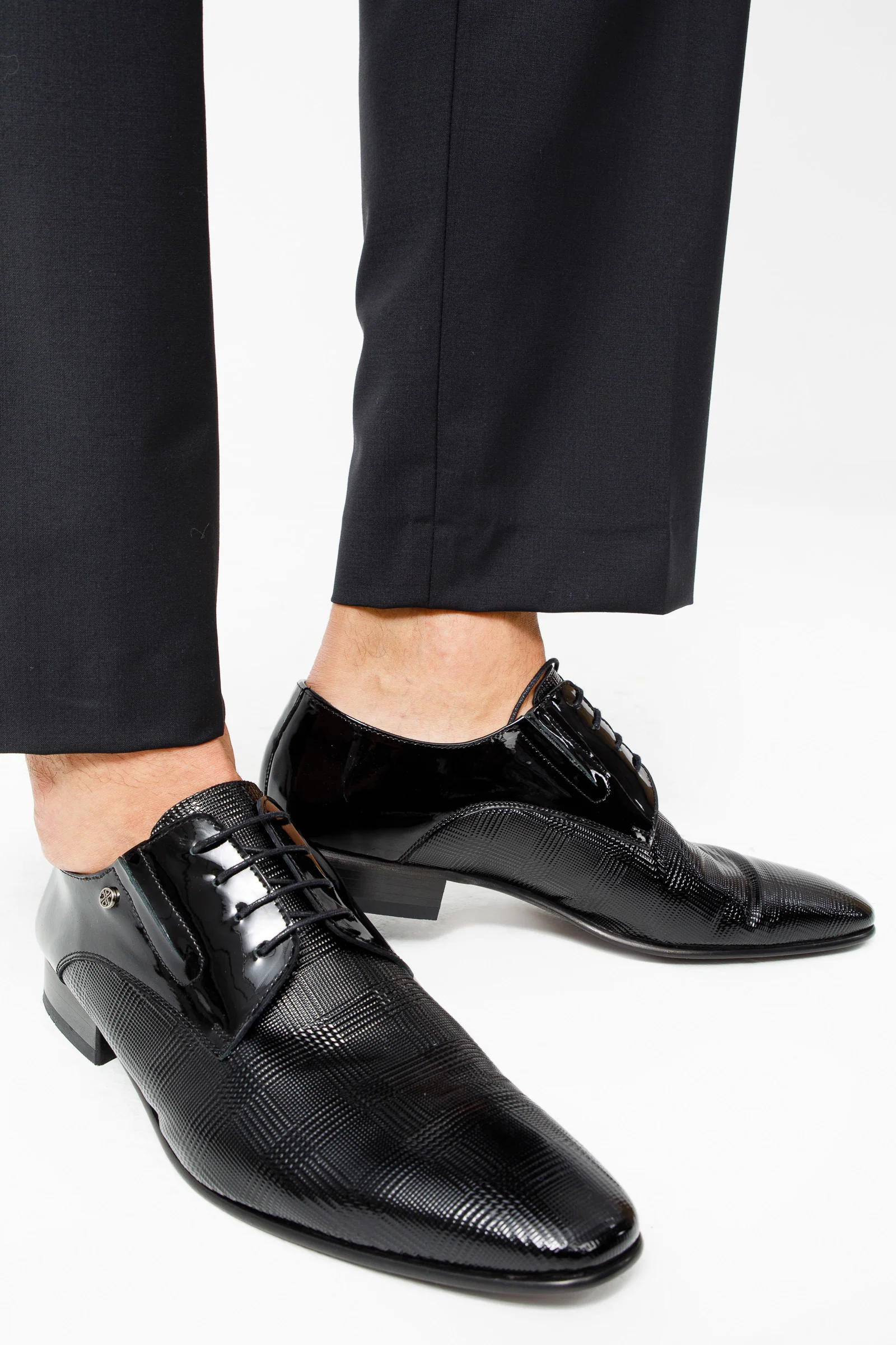 The San Severo Black Patent Leather Derby Men Shoe - Image 9