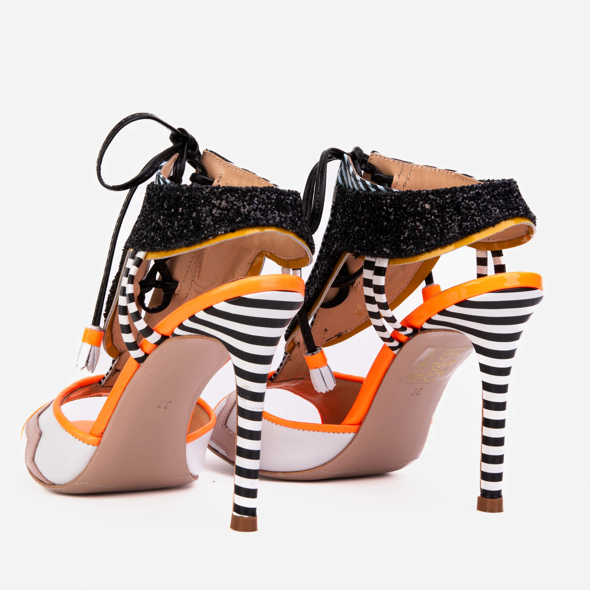 The Santa Amaro Orange Glitter Leather Women Sandal - Image 7