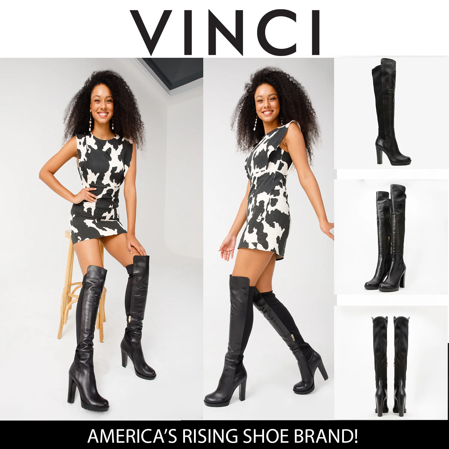 The Sao Paulo Black Leather Knee High Platform Heel Women Boot - Image 47