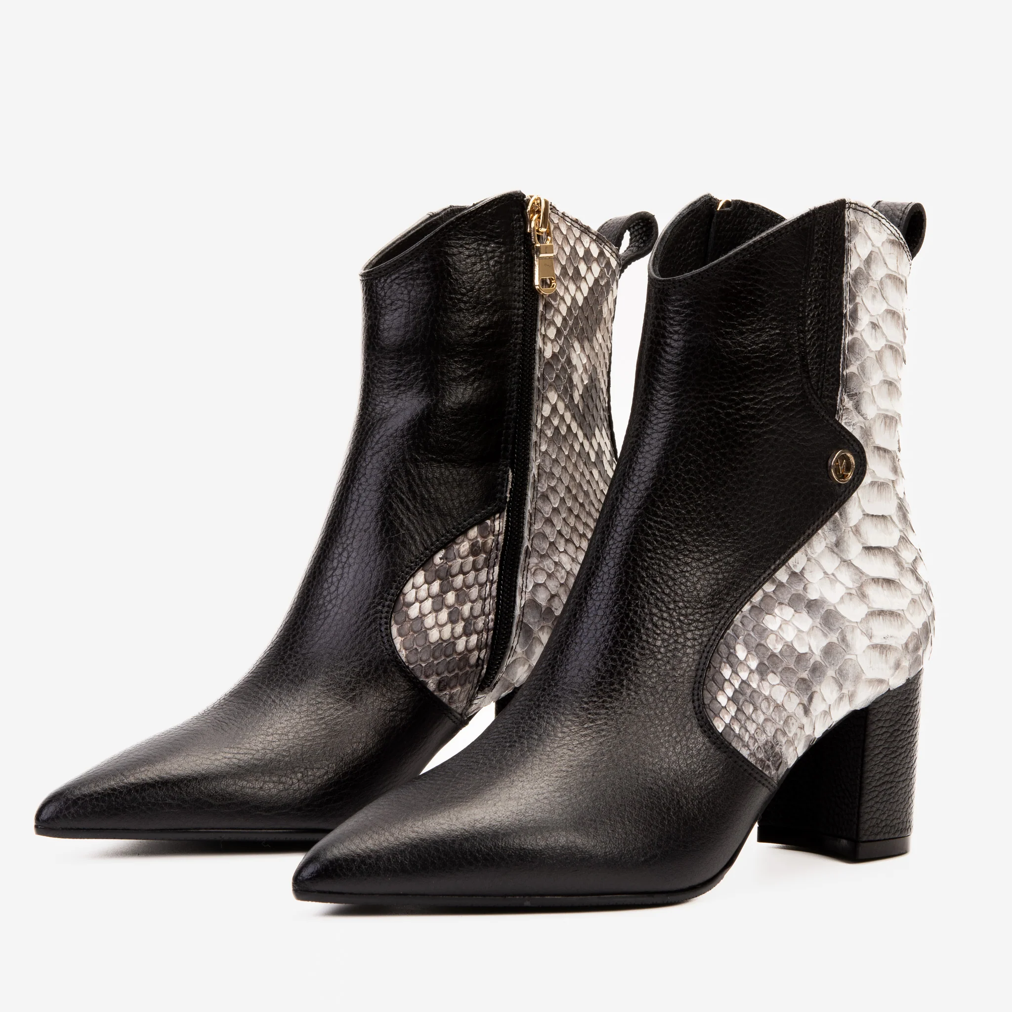 The Saturn Natural Pythn Leather Block Heel Women Boot - Image 4