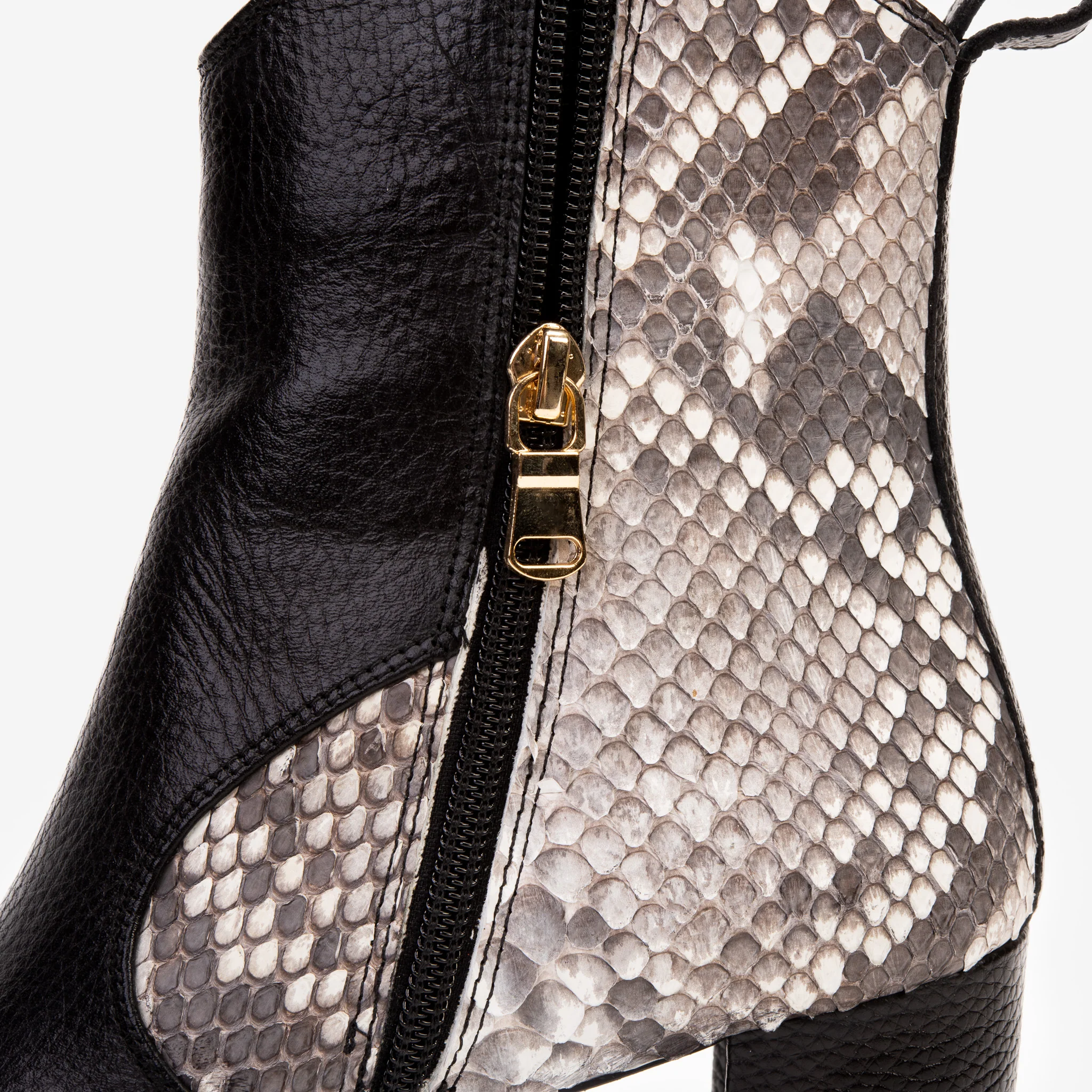 The Saturn Natural Pythn Leather Block Heel Women Boot - Image 8