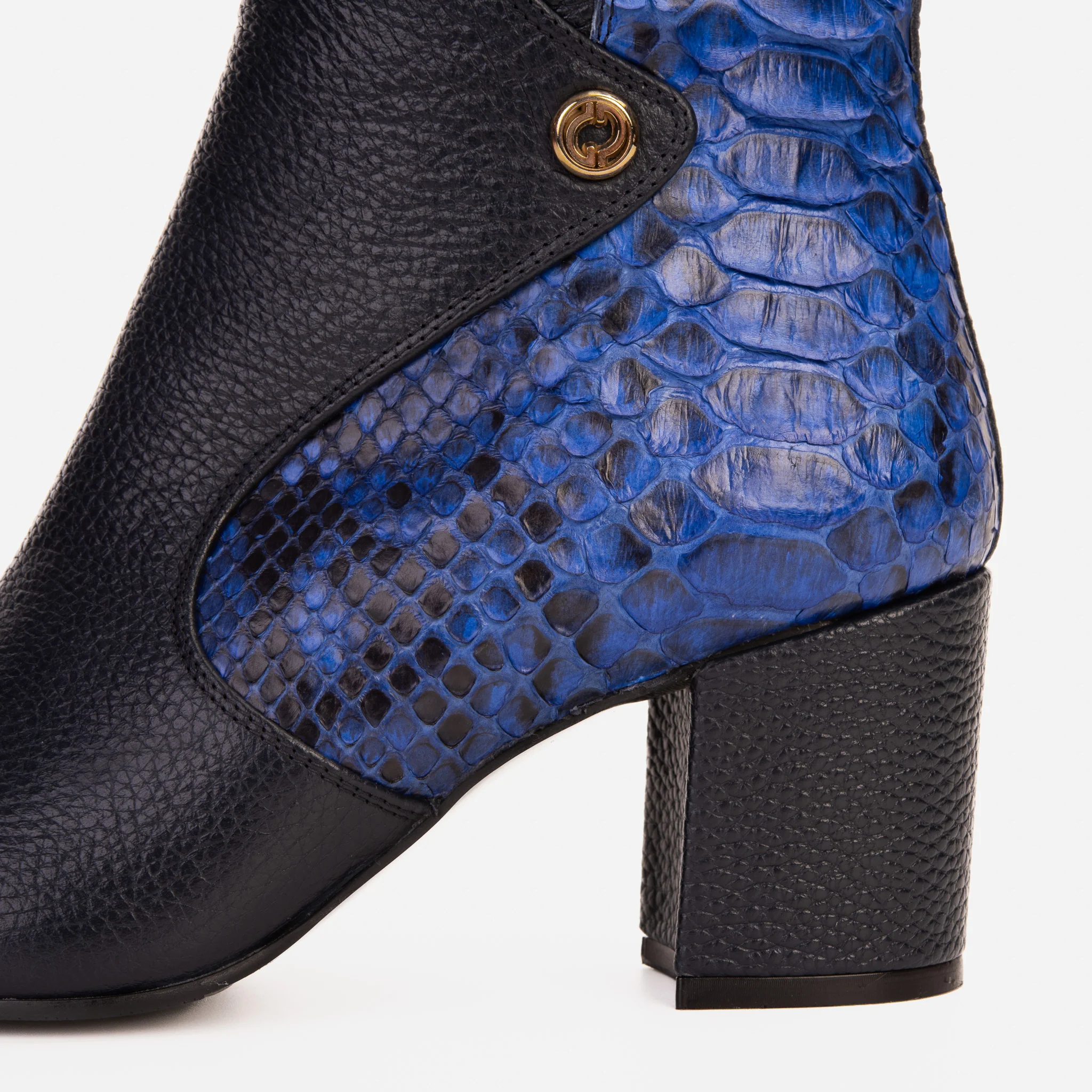 The Saturn Sax Blue Pythn Leather Block Heel Women Boot - Image 8
