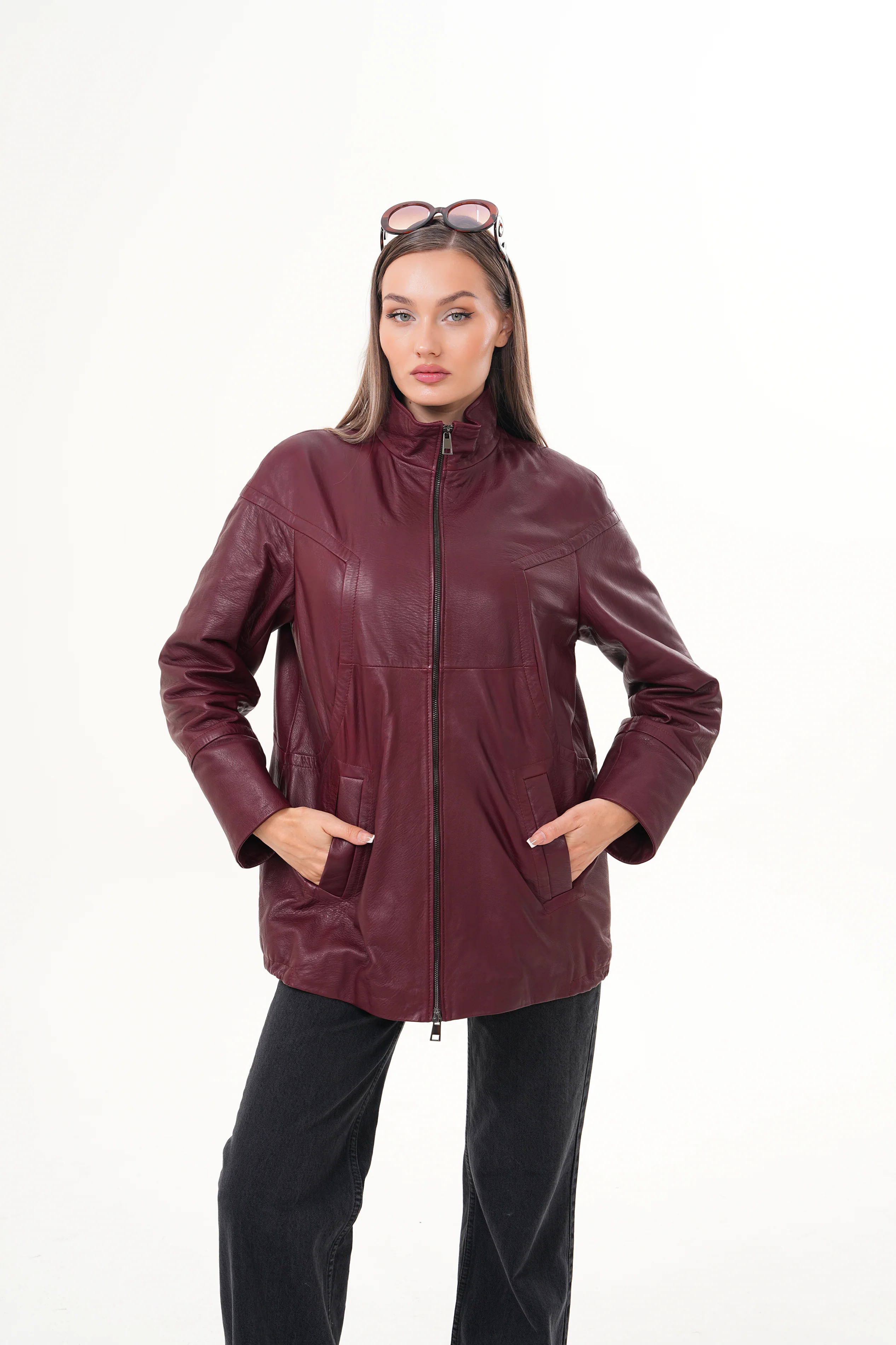 The Sierra Burgundy Leather Women Jacket - Image 14