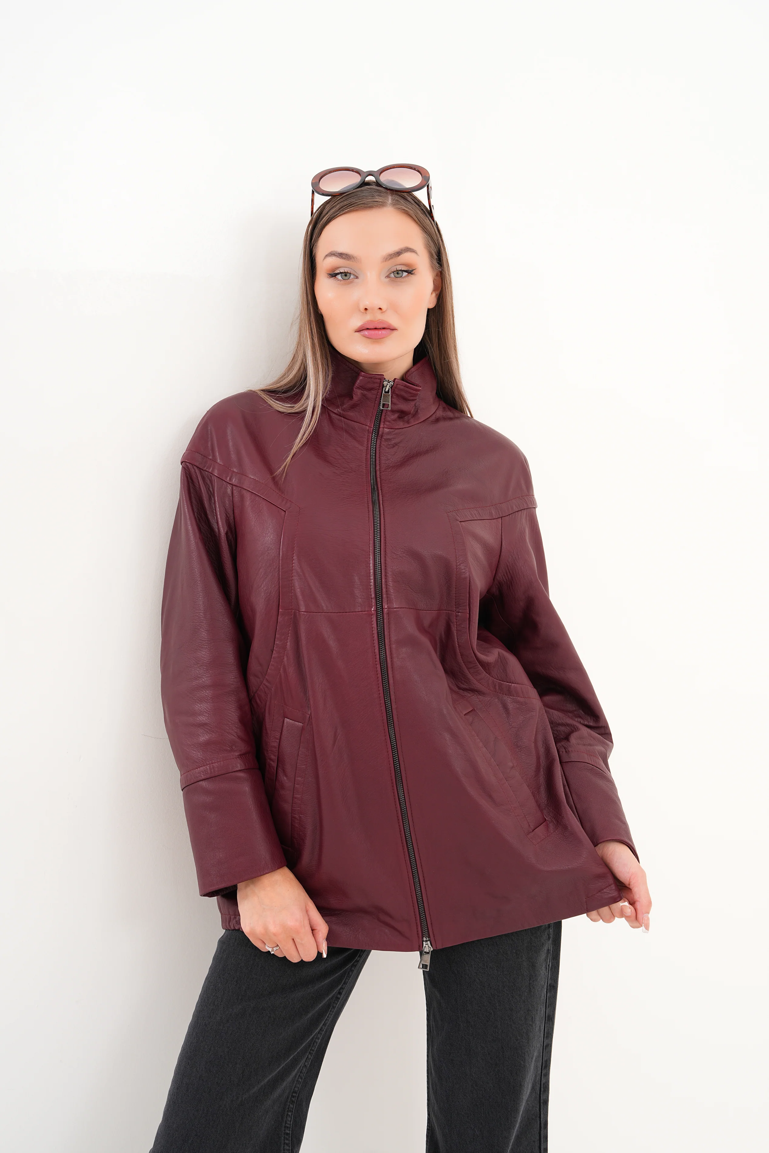 The Sierra Burgundy Leather Women Jacket - Image 6