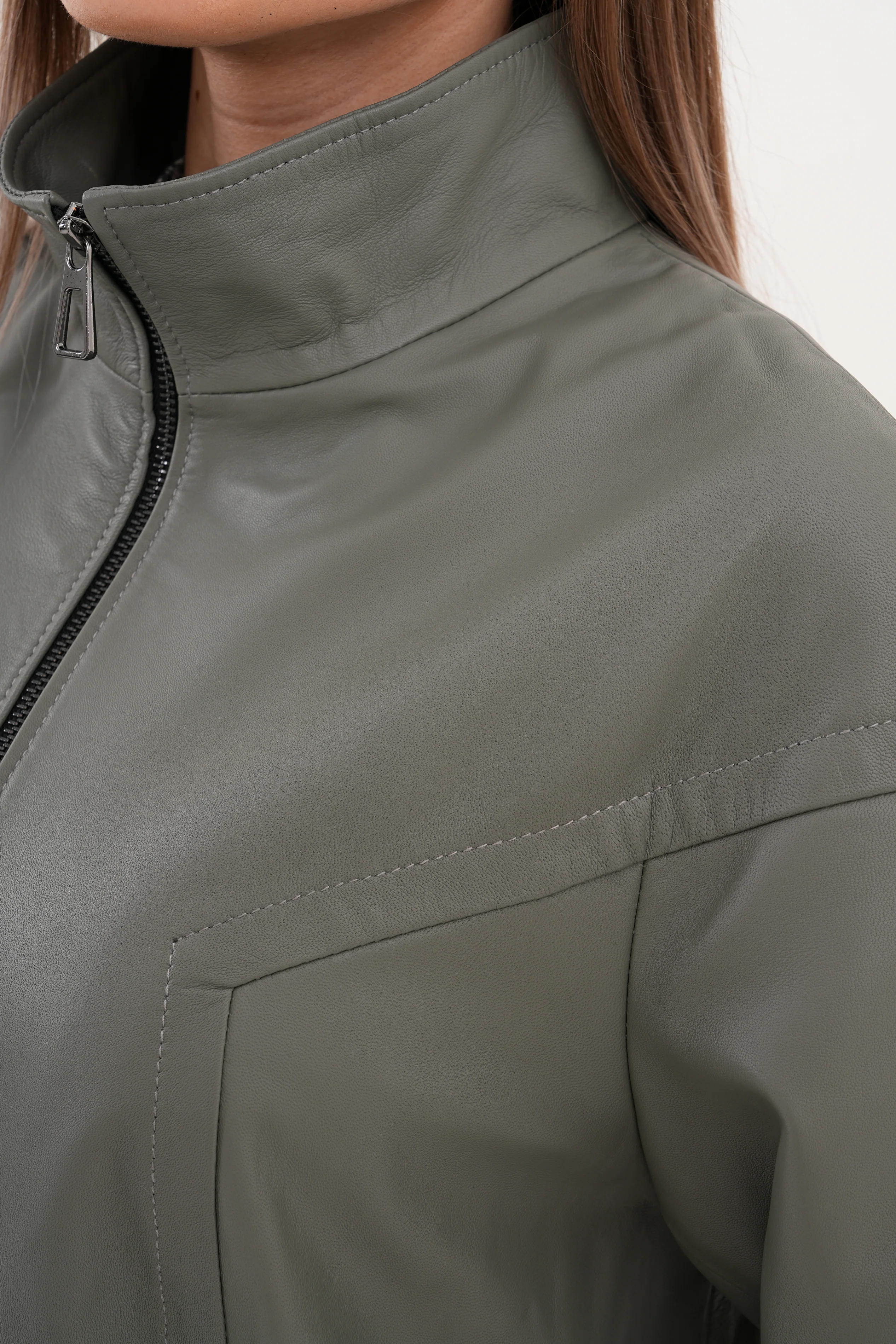 The Sierra Olive Green Leather Women Jacket - Image 3