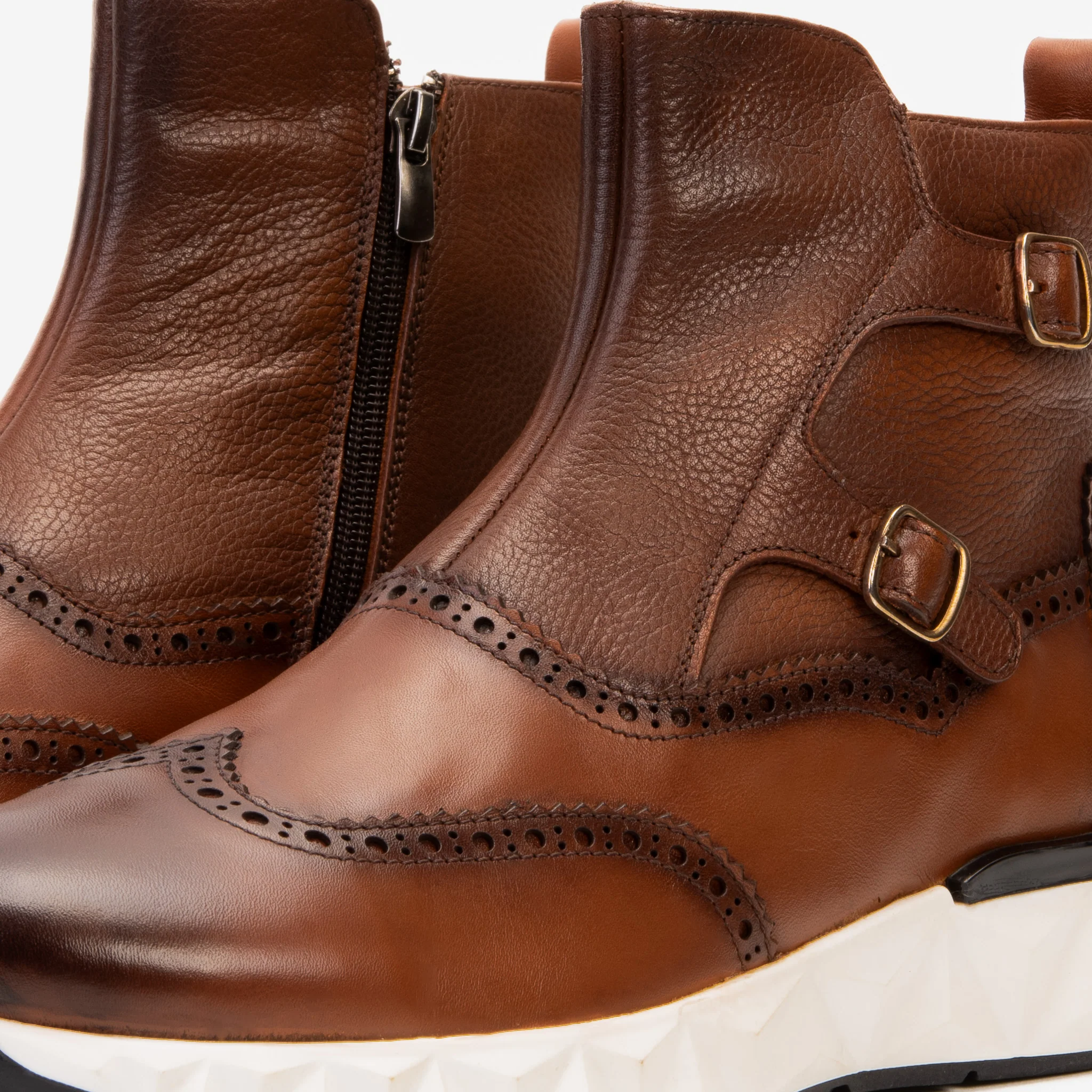 The Stealth Wingtip Buckle Tan Leather Men Boot - Image 3