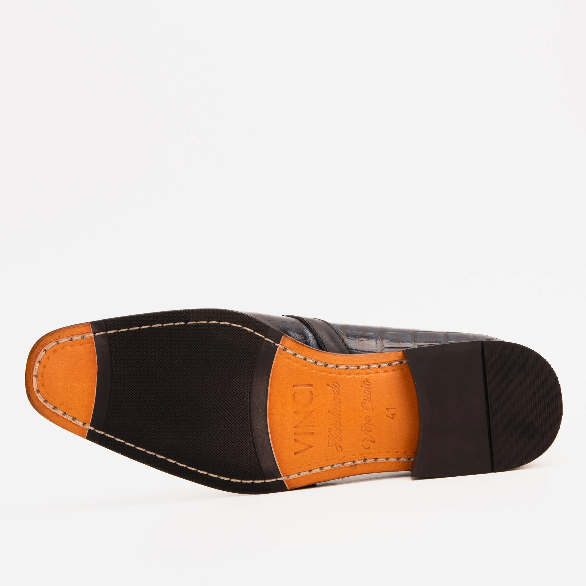 The Strat Single Monk Strap Cap Toe Navy Leather Handmade Men Shoe - Image 5