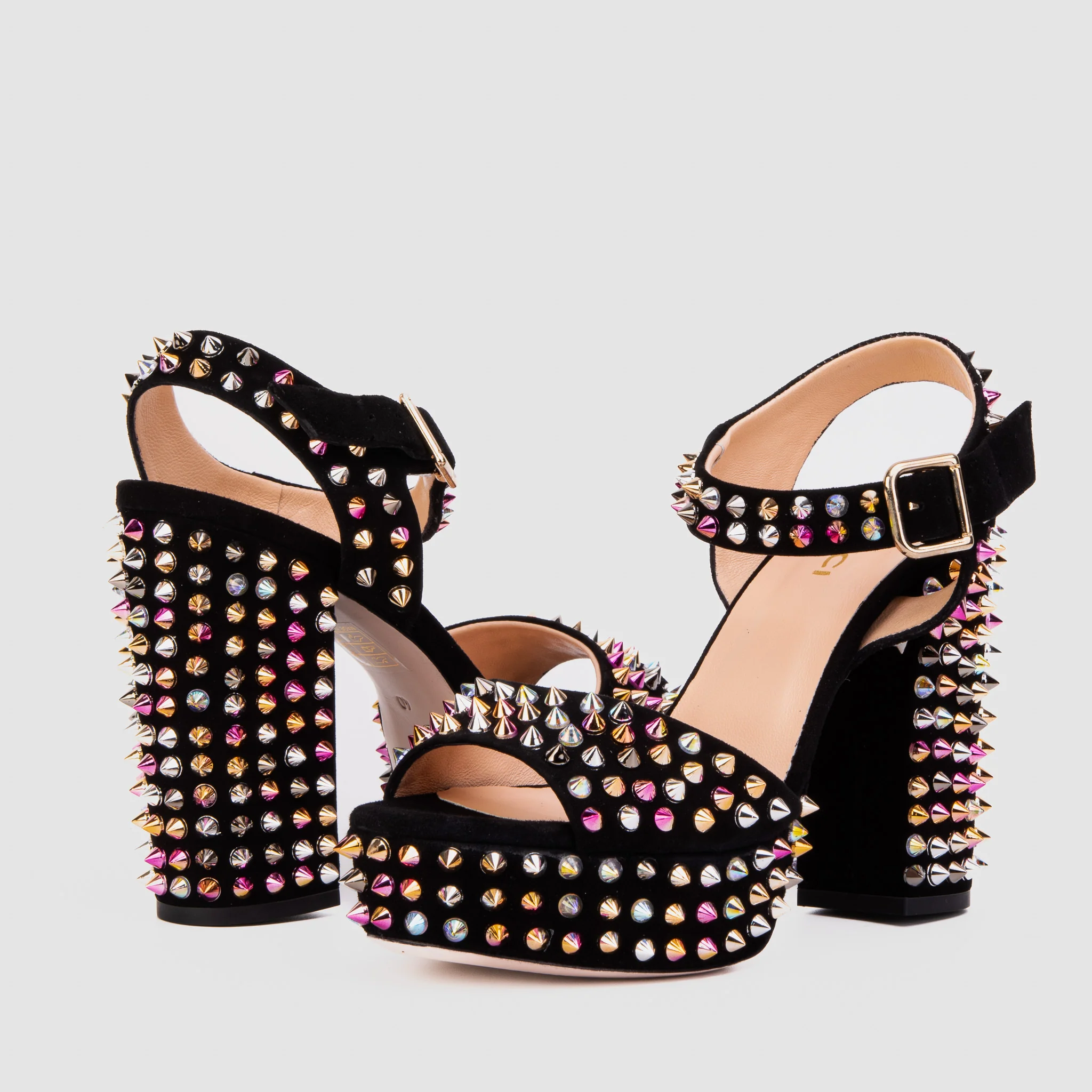 The Tampico Black Suede Leather Spike Platform Heel Women Sandal - Image 4