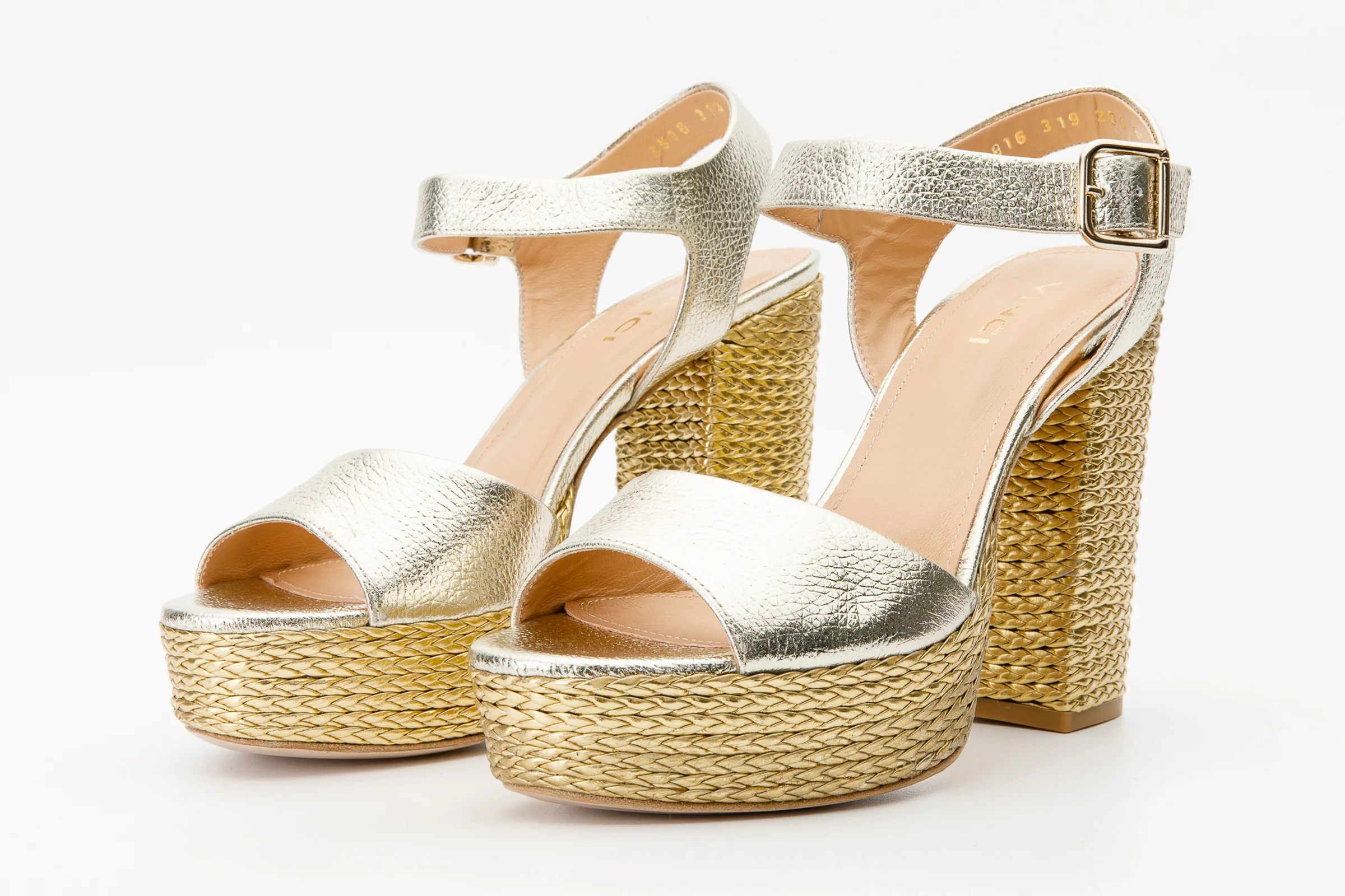 The Tampico Platform Heel Gold Leather Women Sandal - Image 3