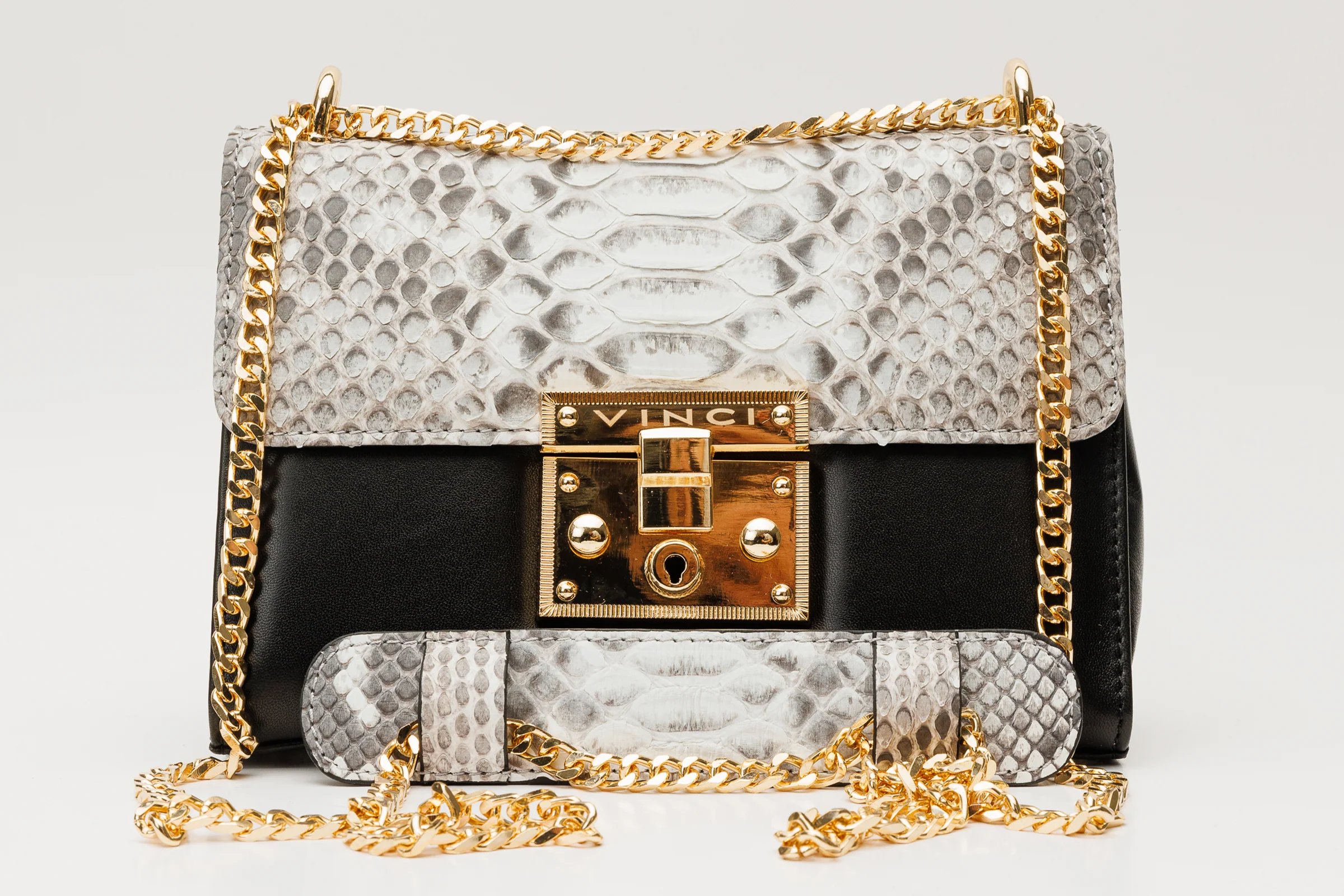 The Toskana Natural & Black Pythn Leather Handbag - Image 3