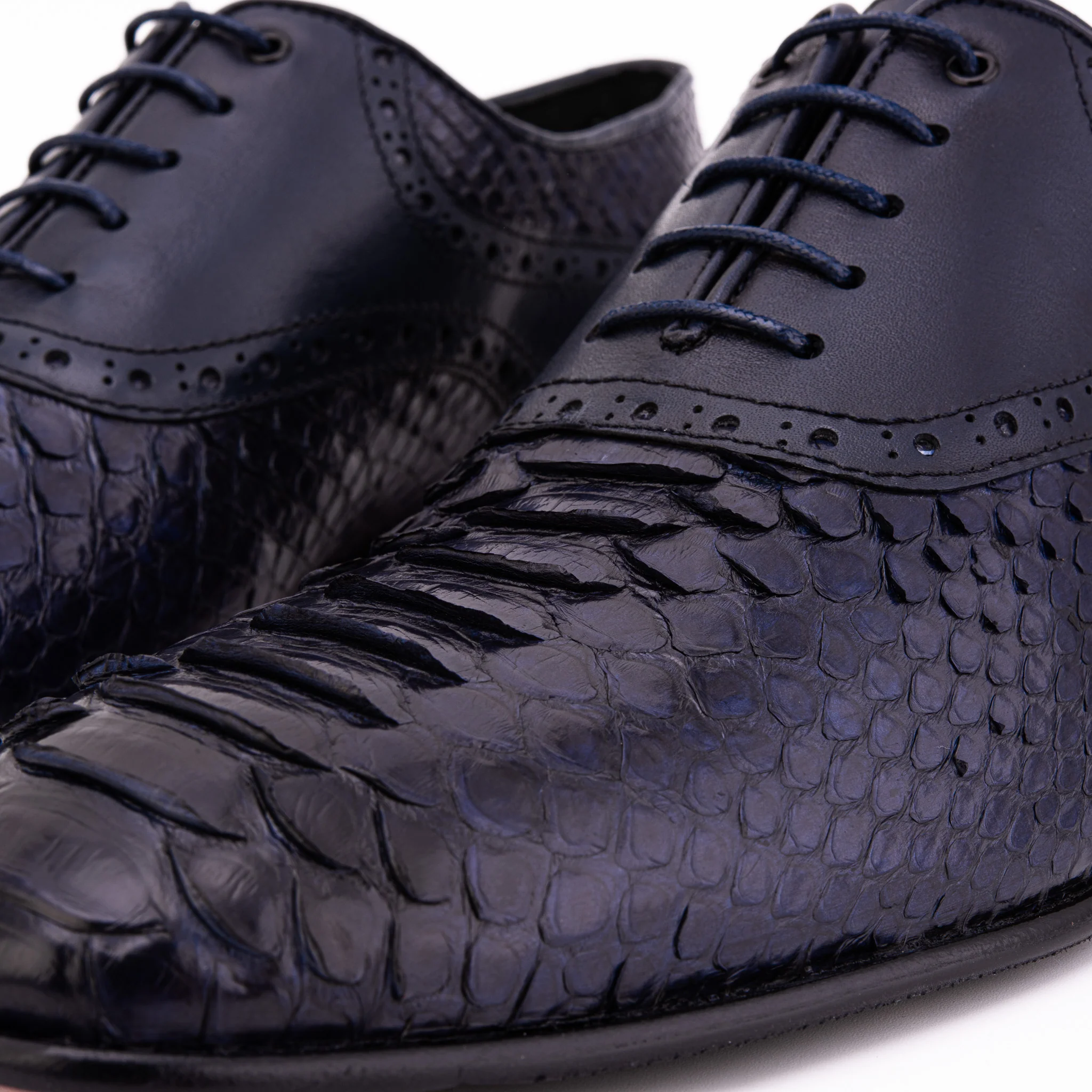 The Varenne Navy Pythn Leather Oxford Men Shoe - Image 3
