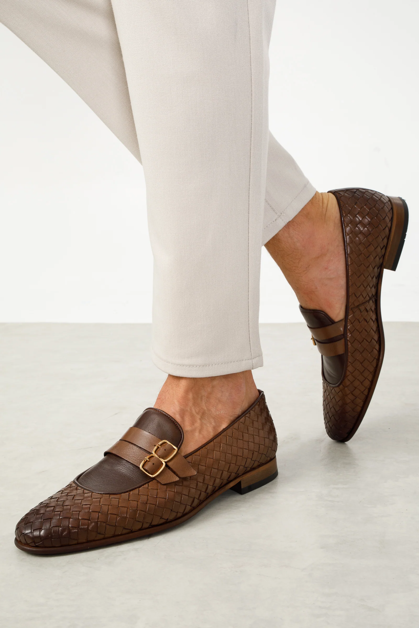 The Vatra Tan Woven Double Monk Strap Men Shoe - Image 5