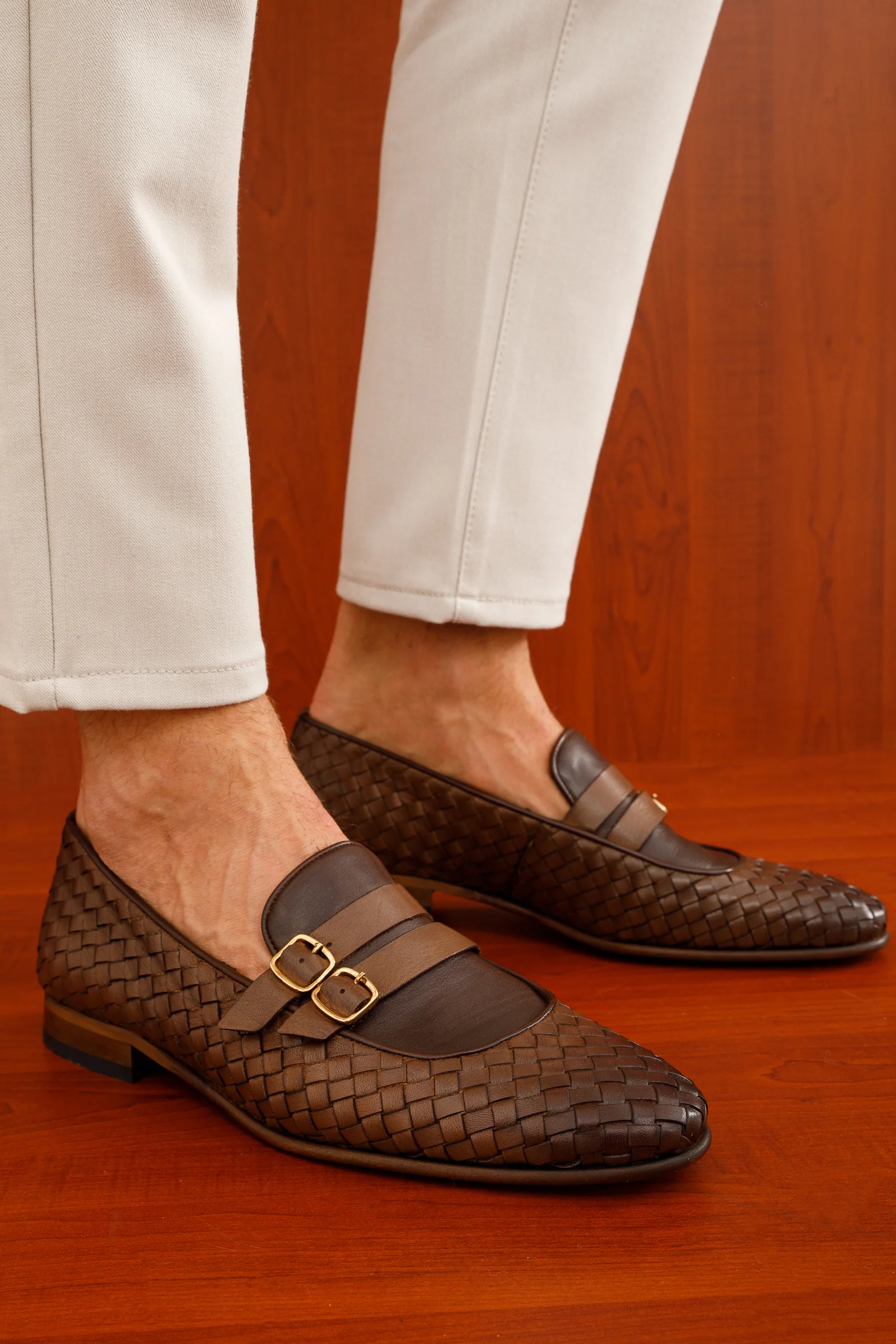 The Vatra Tan Woven Double Monk Strap Men Shoe - Image 7