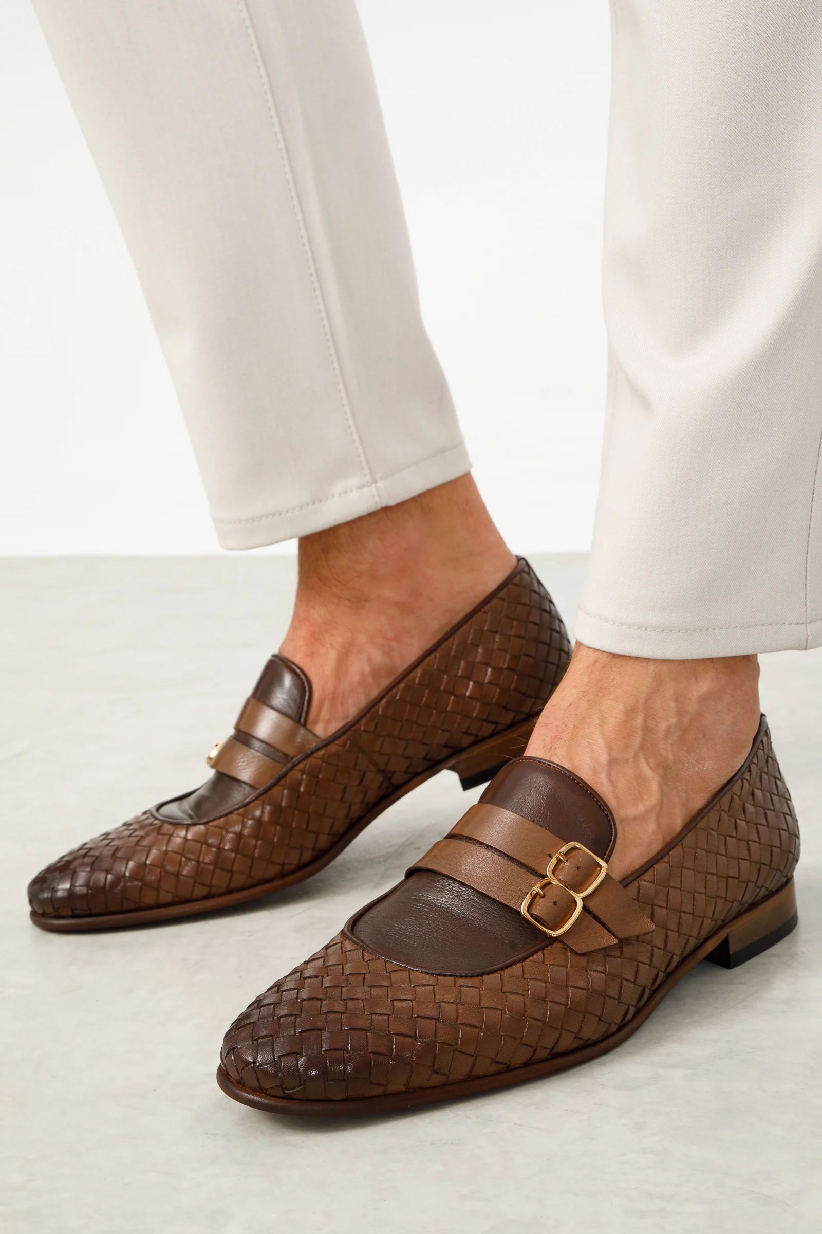 The Vatra Tan Woven Double Monk Strap Men Shoe - Image 8