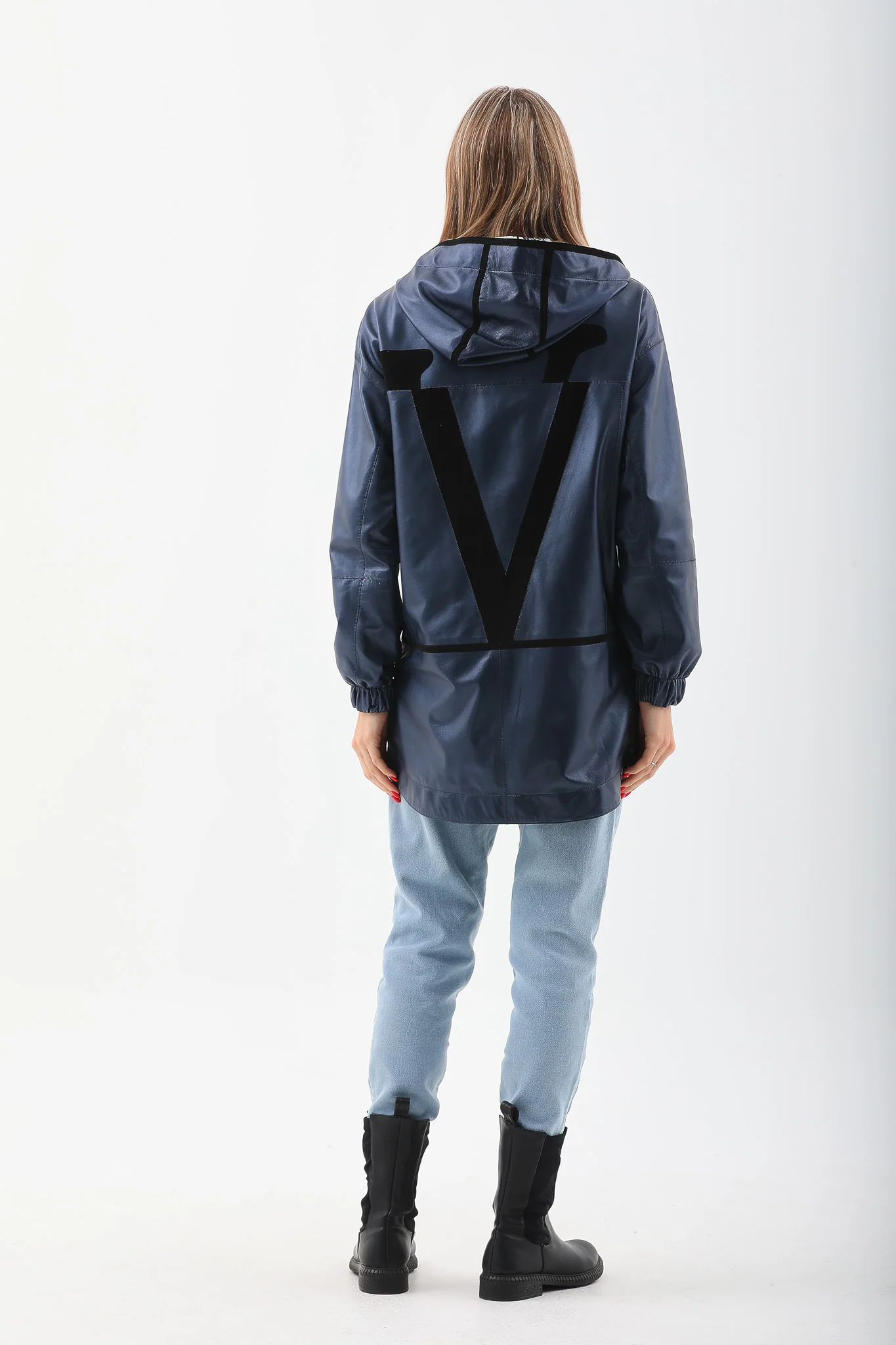 The Vega Navy Reversible Leather Women Jacket - Image 3
