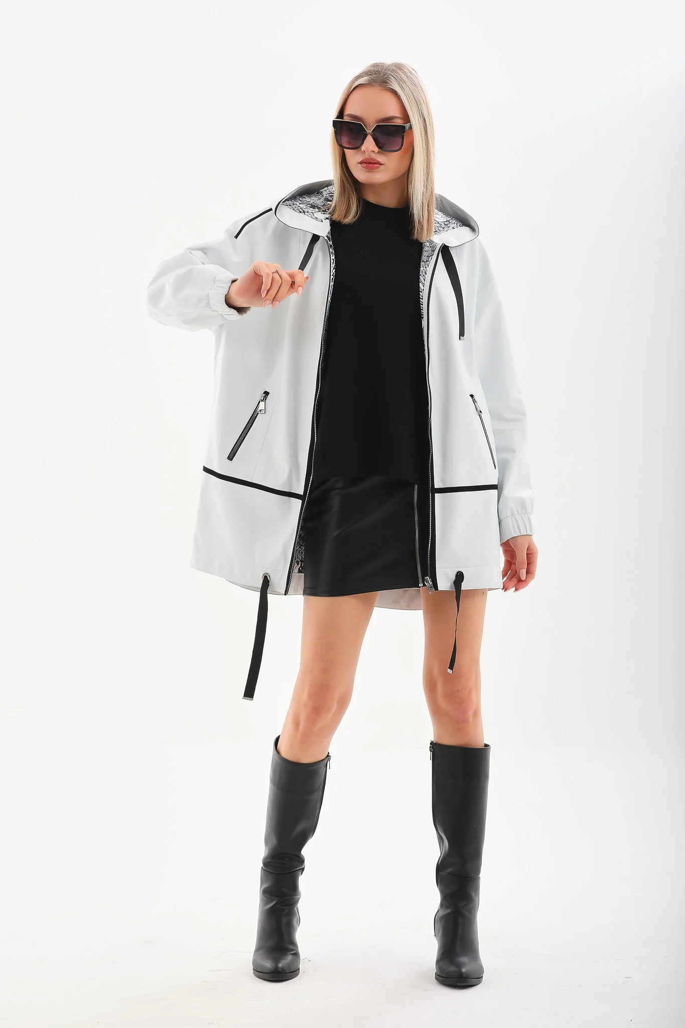 The Vega White Reversible Leather Women Jacket - Image 2