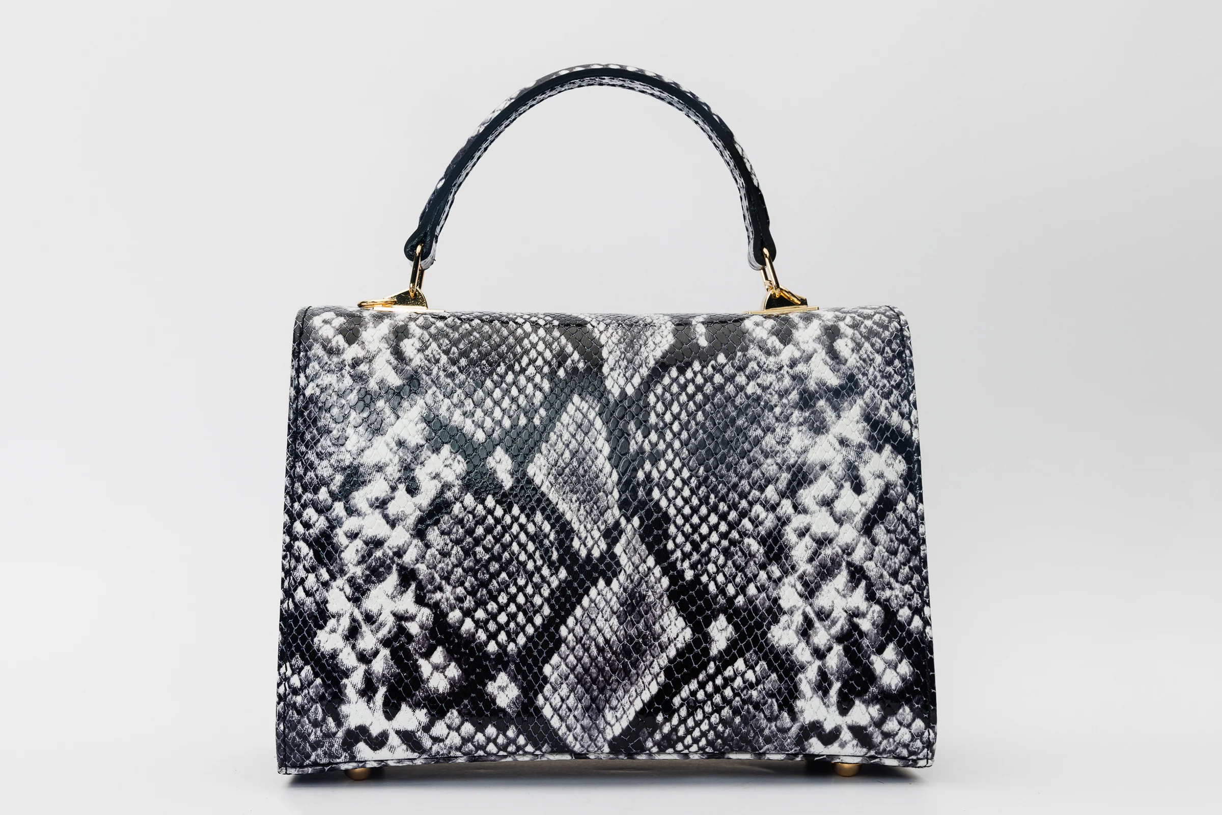 The Venezia Black & White Leather Handbag - Image 4